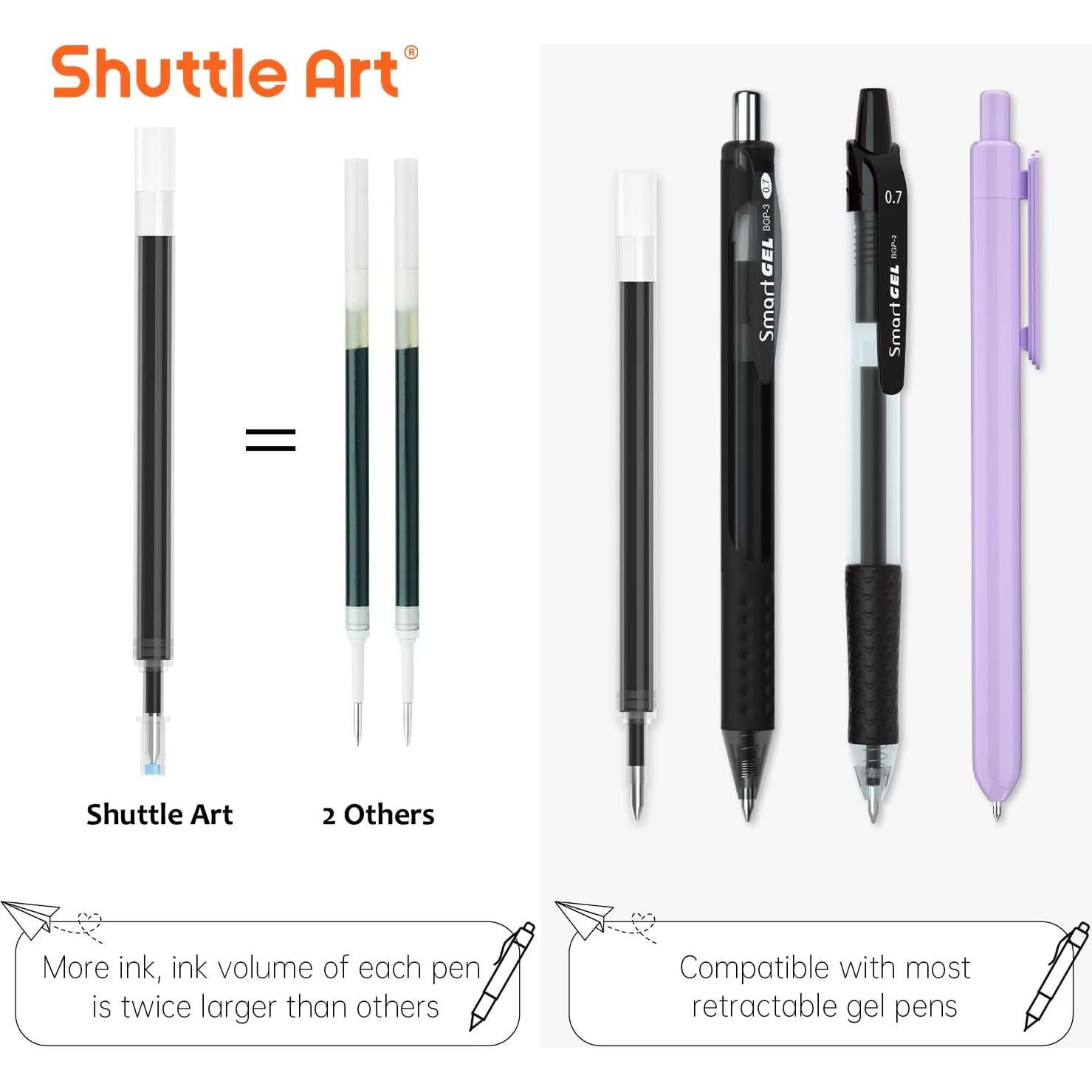 Recargas de bolígrafo de gel Shuttle Art 30 unidades 0.7mm negro