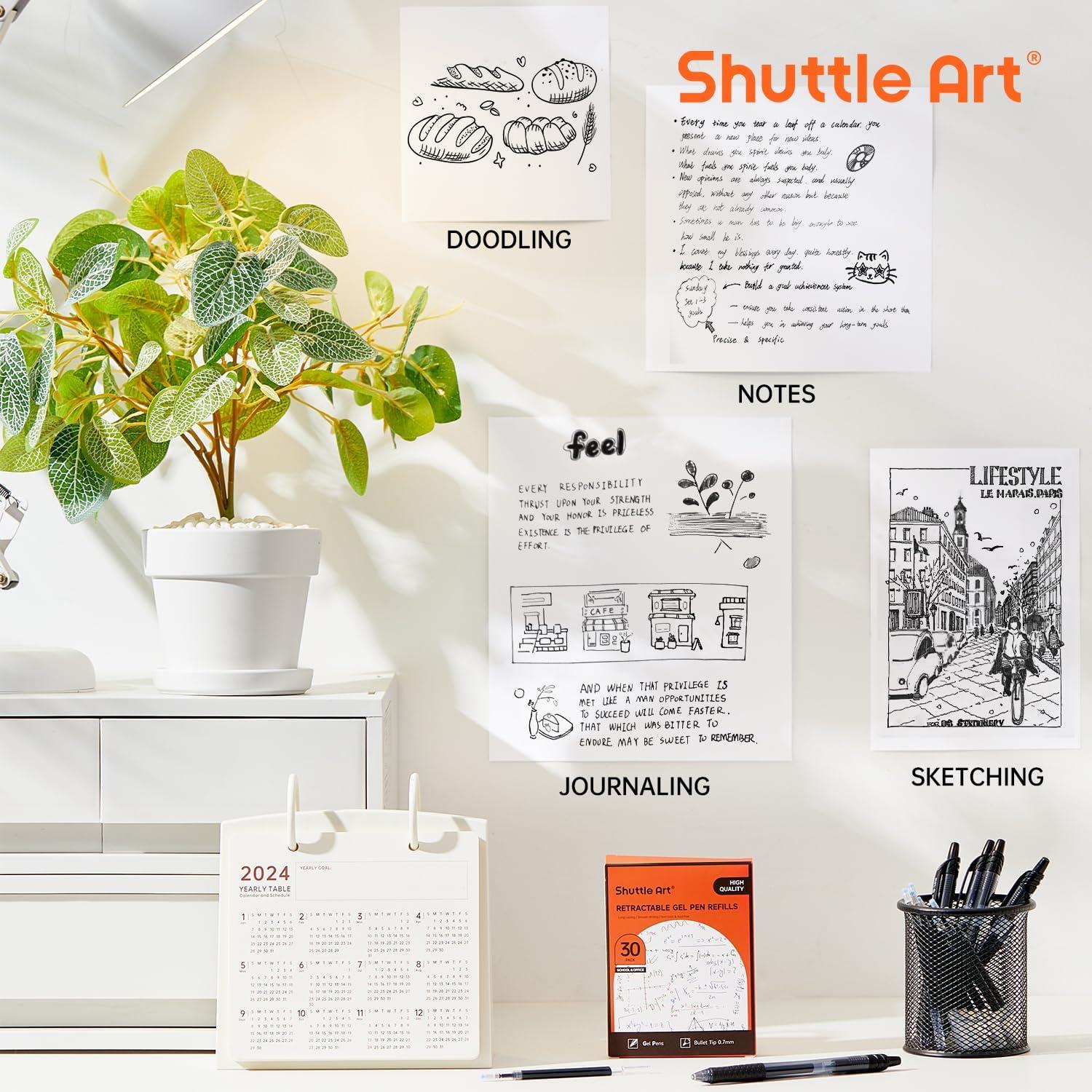 Recargas de bolígrafo de gel Shuttle Art 30 unidades 0.7mm negro