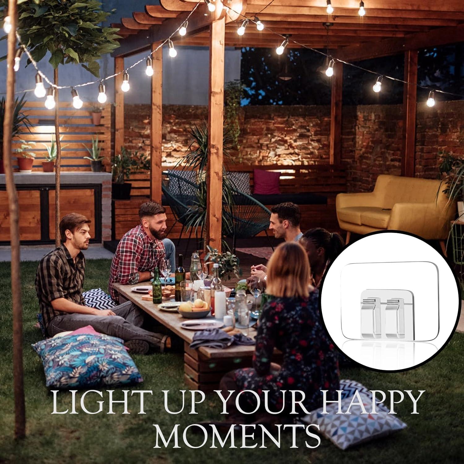 Ganchos para Luces de Cuerda Moonateen - 20 Clips Adhesivos Transparentes