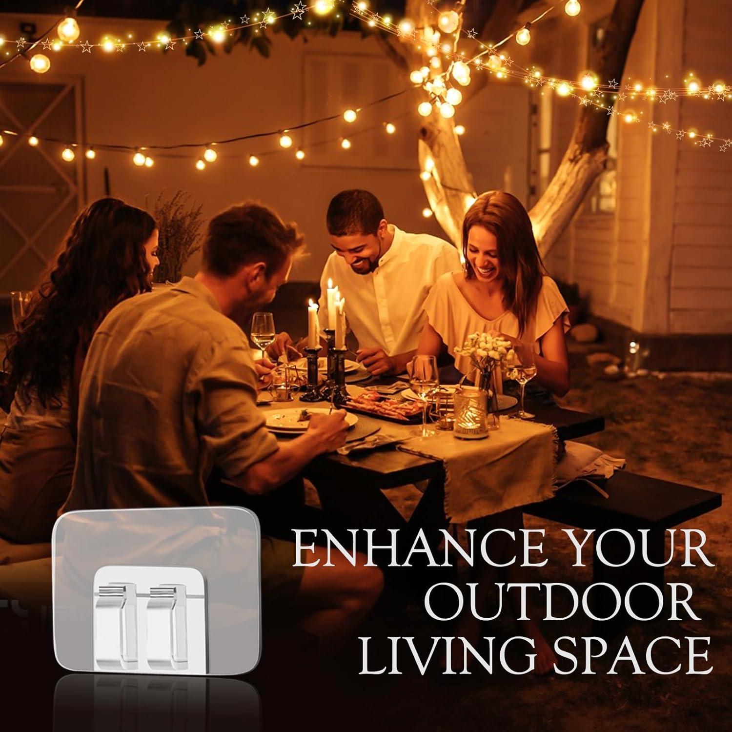 Ganchos para Luces de Cuerda Moonateen - 20 Clips Adhesivos Transparentes