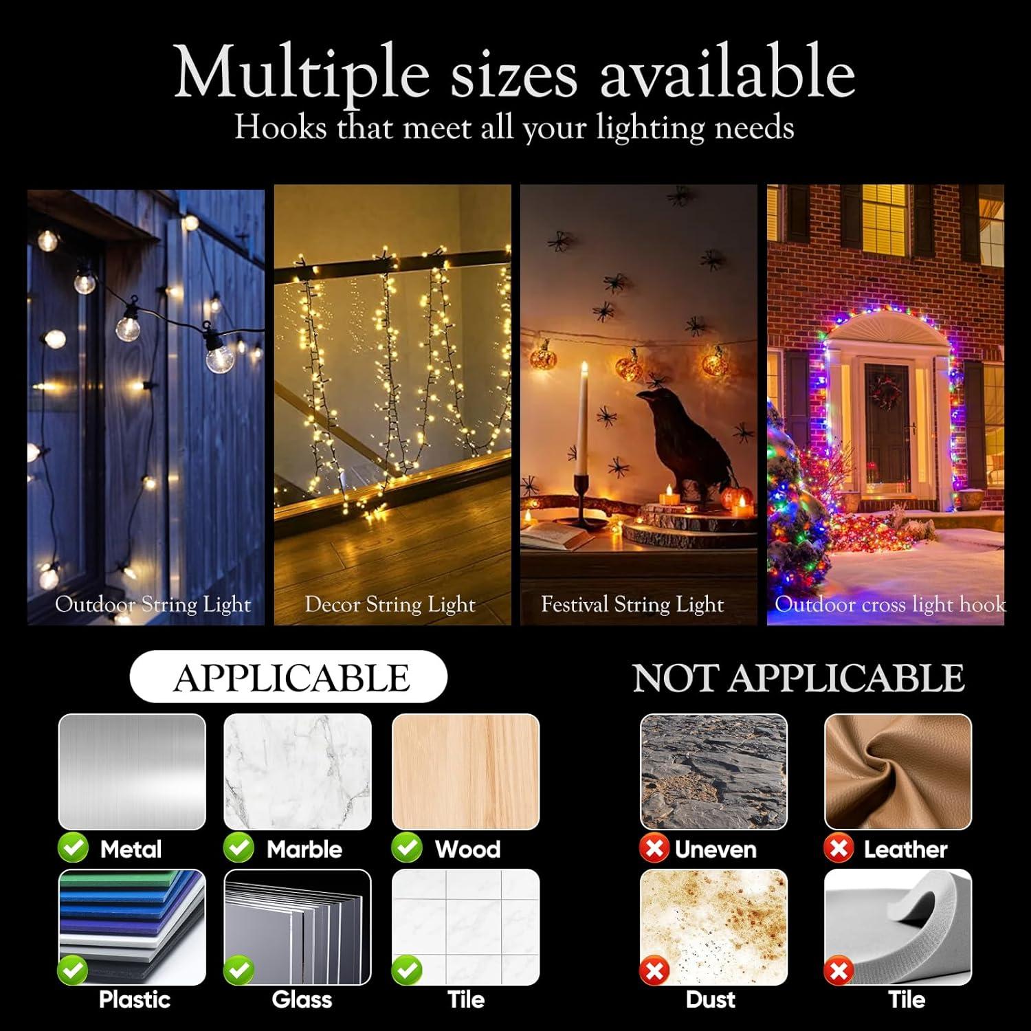 Ganchos para Luces de Cuerda Moonateen - 20 Clips Adhesivos Transparentes