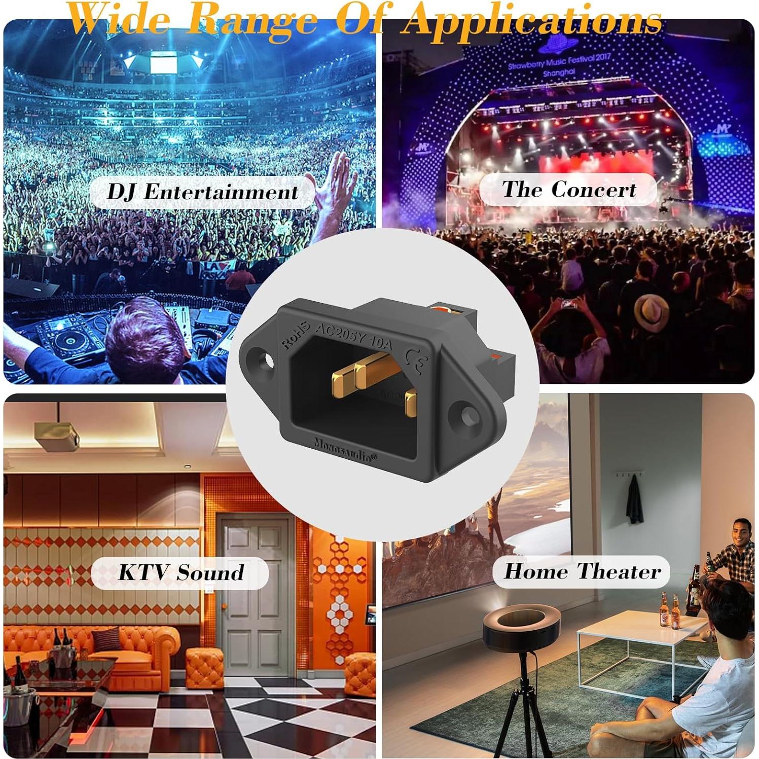 Enchufe de Alimentación AC Monosaudio IEC C14 250V 10A Negro