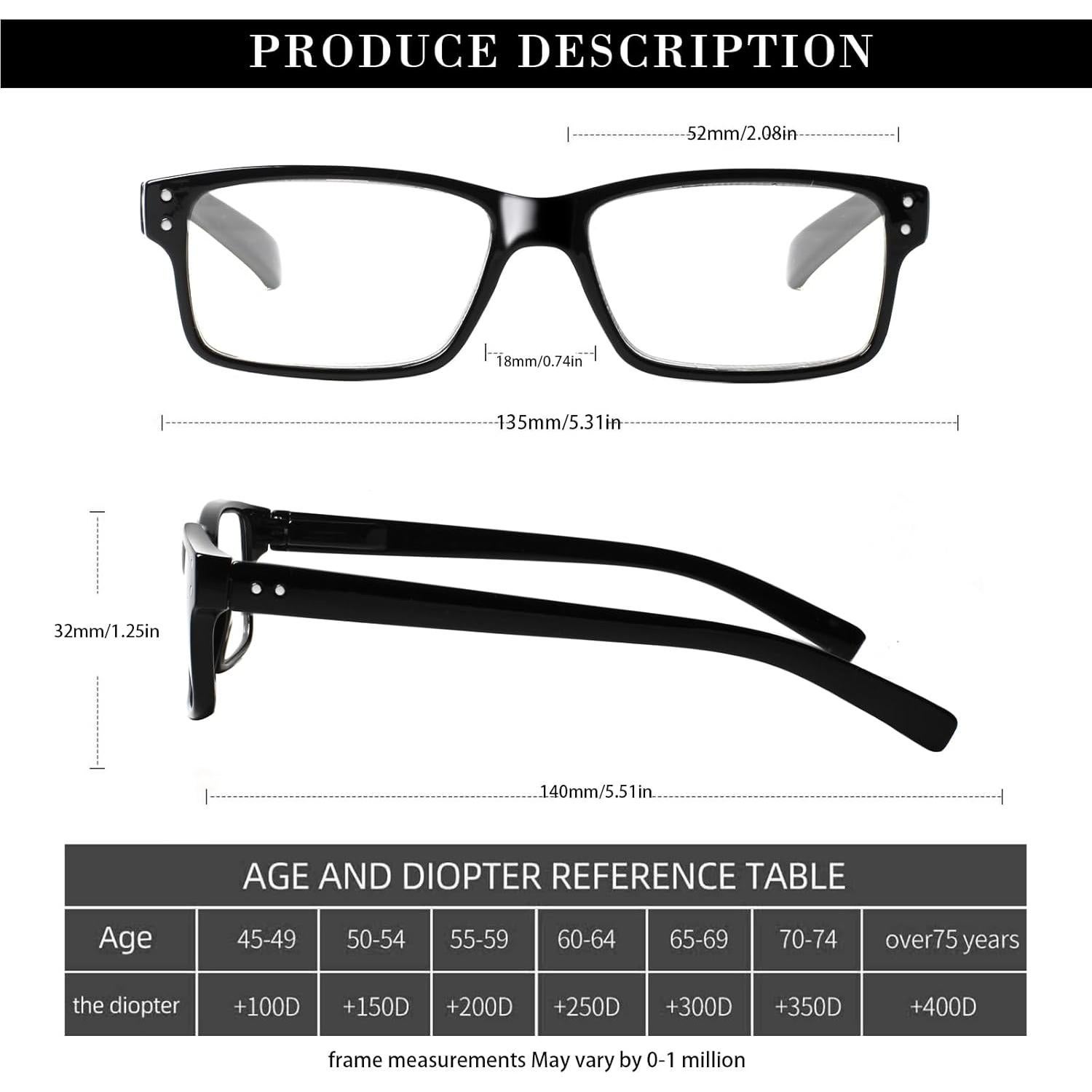 Gafas de lectura NORPERWIS 6 pares 5.00 dioptrías unisex