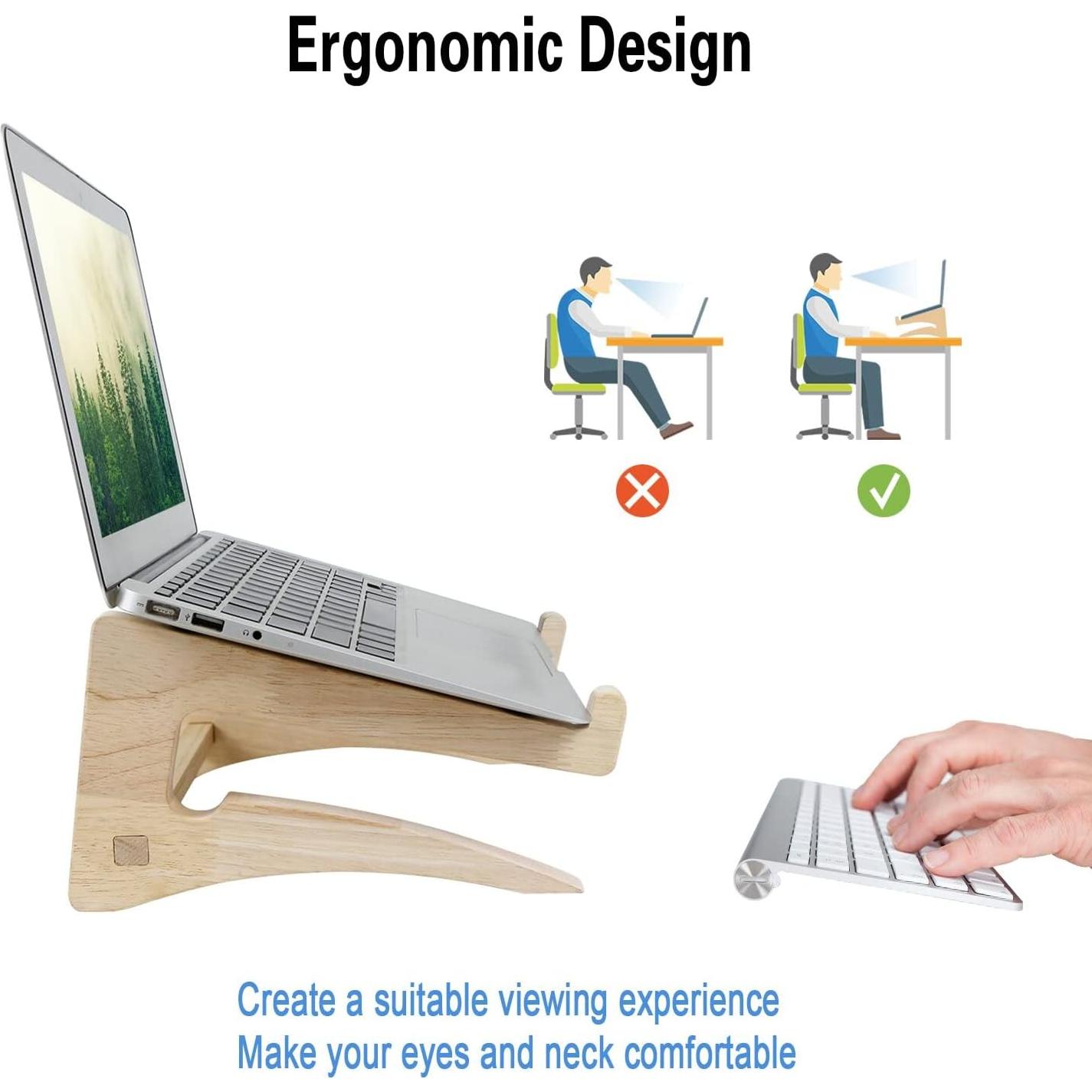 Soporte para Laptop UI U & I de Madera, 11-15.6" Ergonomico