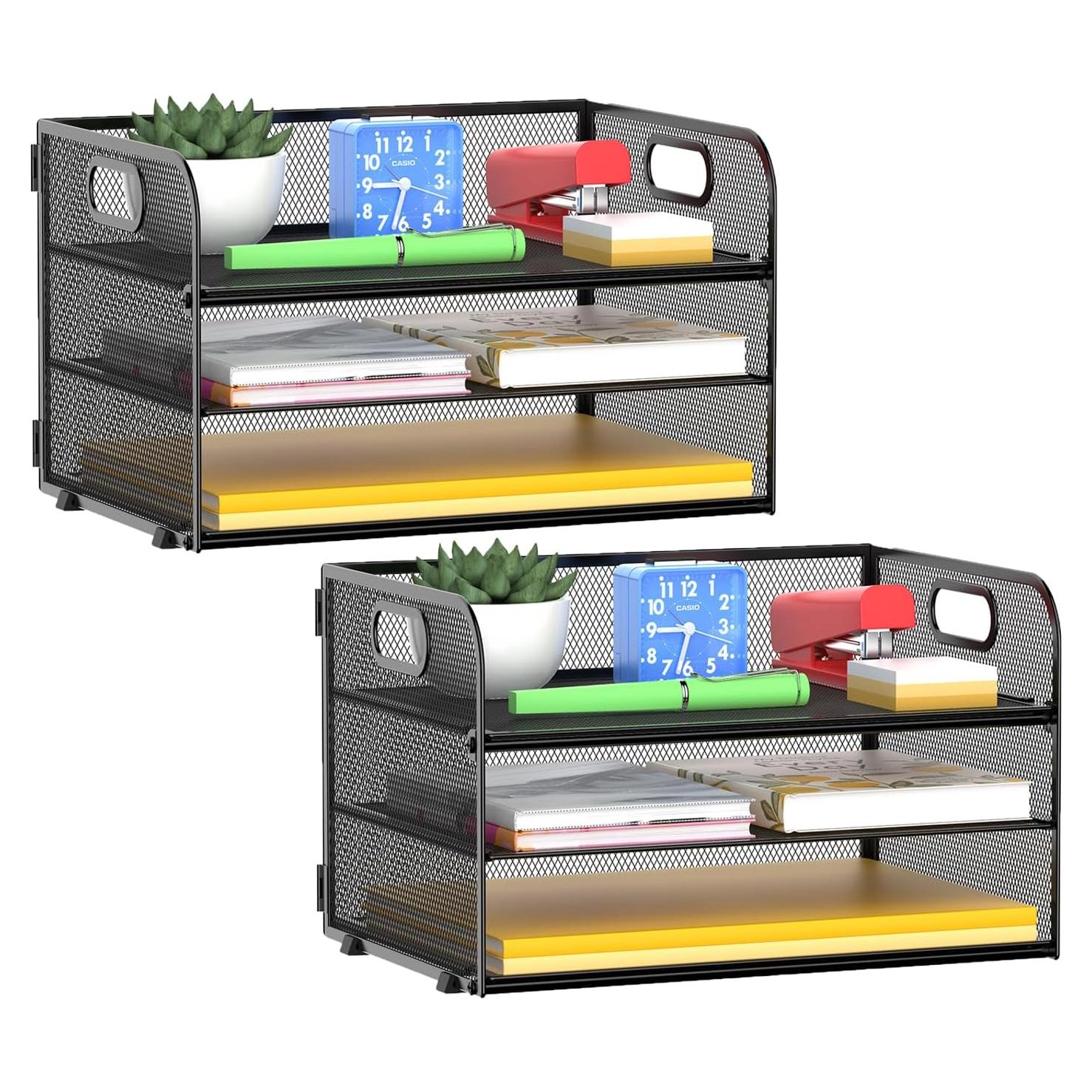 Organizador de Archivos de Malla MINDEPOT 3 Niveles Negro 2 Paquete