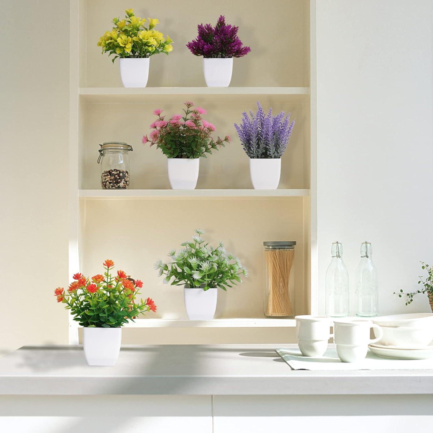 6 Piezas de Flores Artificiales en Maceta Yoratee para Oficina