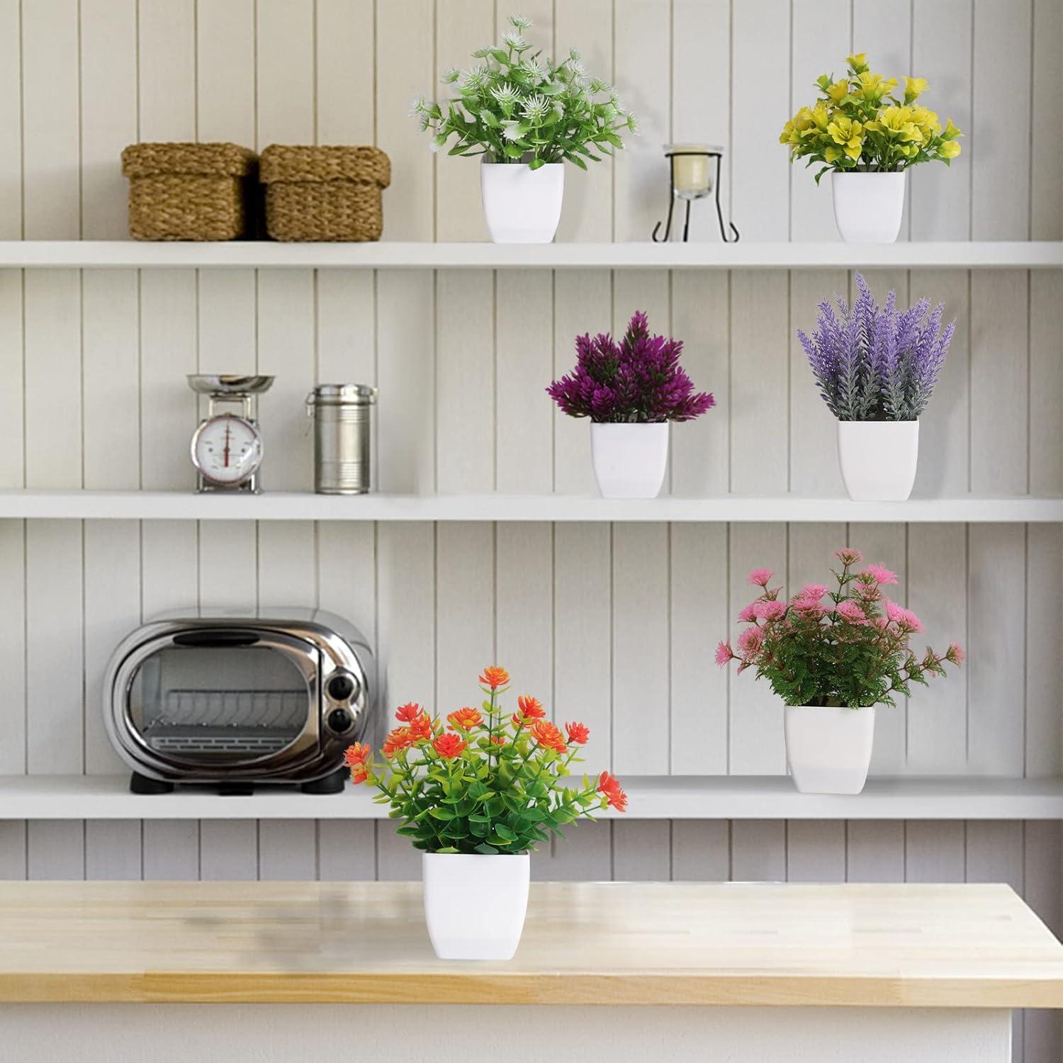 6 Piezas de Flores Artificiales en Maceta Yoratee para Oficina