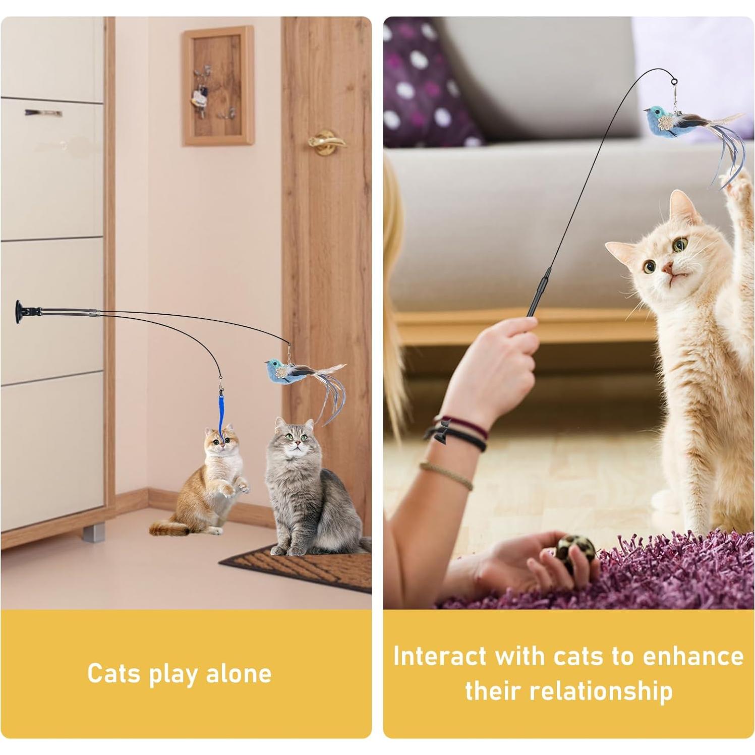 Juguete Interactivo para Gatos Oziral 14PCS con Ventosa Fuerte