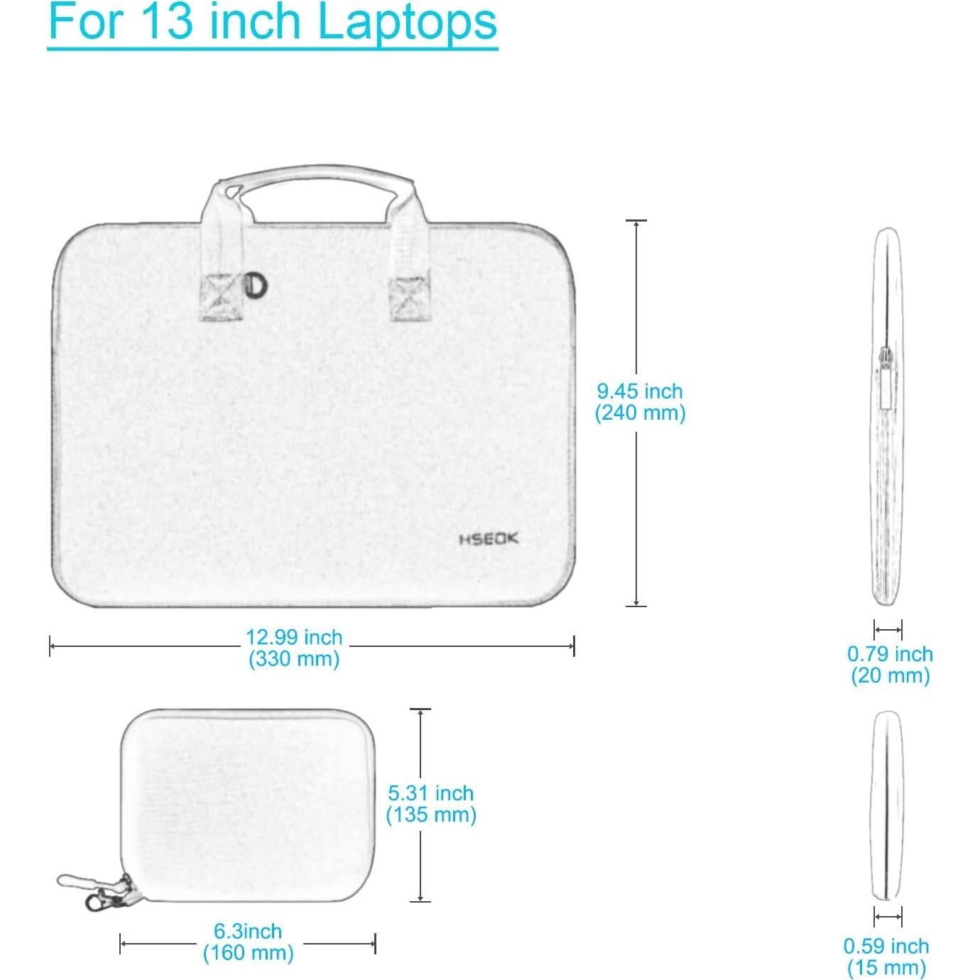 Funda para Laptop 13" HSEOK con Estuche Extra y Protección 360°