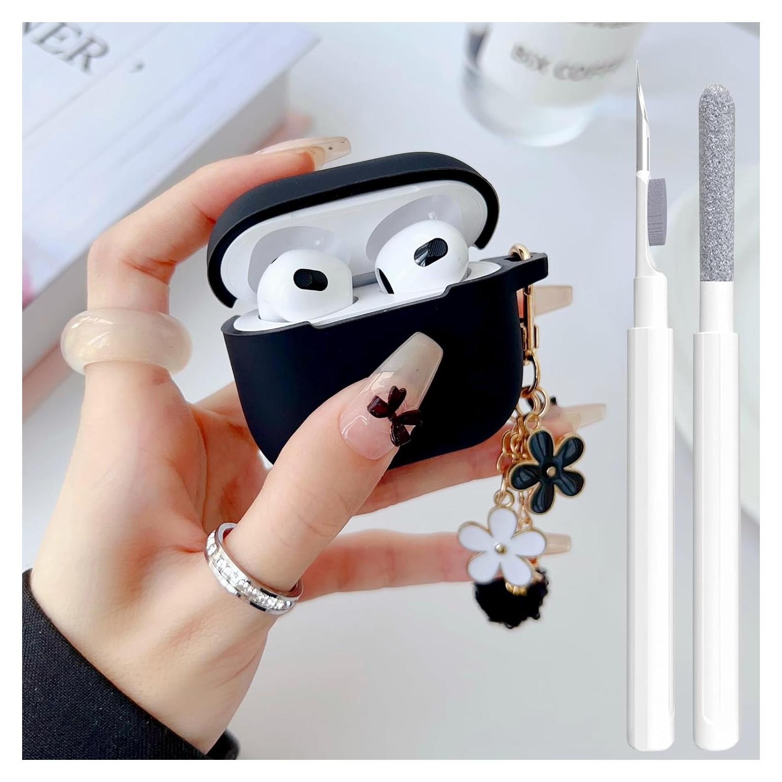 Funda de Silicona Negra OTOPo para AirPods 3ra Gen con Llavero