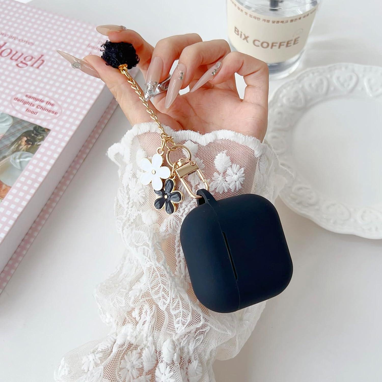 Funda de Silicona Negra OTOPo para AirPods 3ra Gen con Llavero