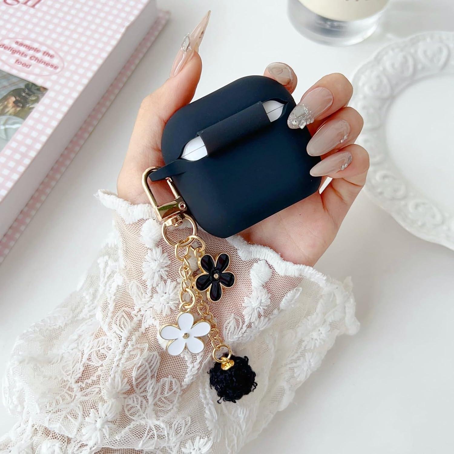 Funda de Silicona Negra OTOPo para AirPods 3ra Gen con Llavero