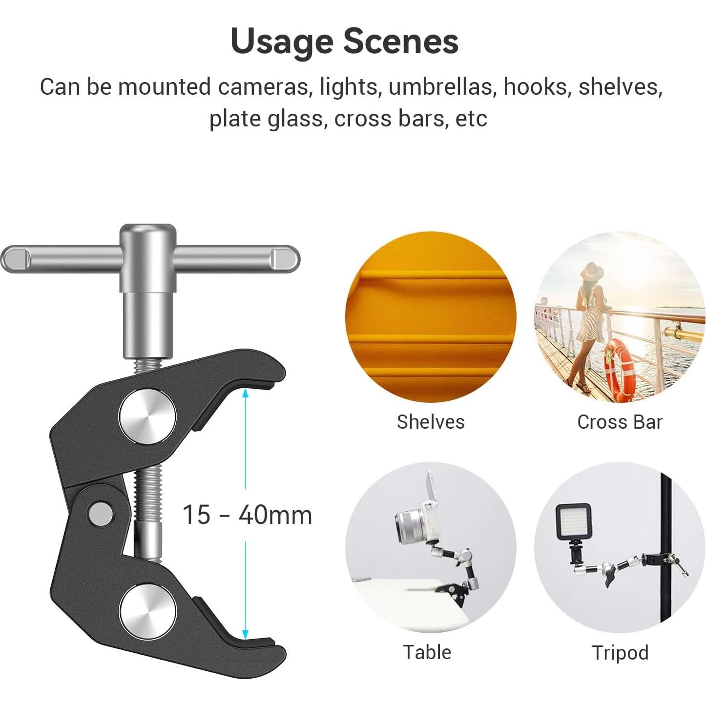 SMALLRIG Super Clamp 735 para cámaras y luces - 40mm