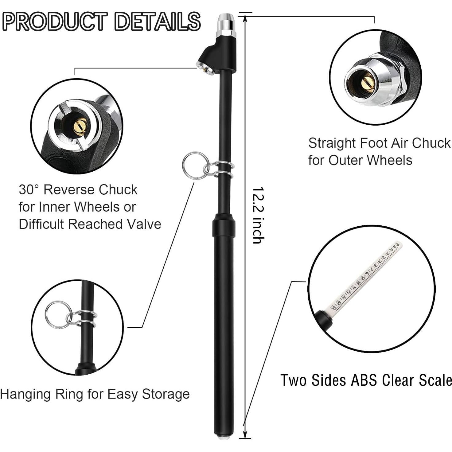 Manómetro de Presión de Neumáticos Z-oneMart Doble Cabeza 10-150 PSI