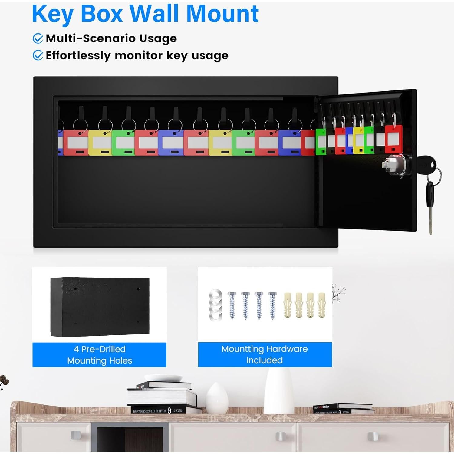 Caja de Llaves Oepmoc 20 Posiciones Montada en Pared Negra
