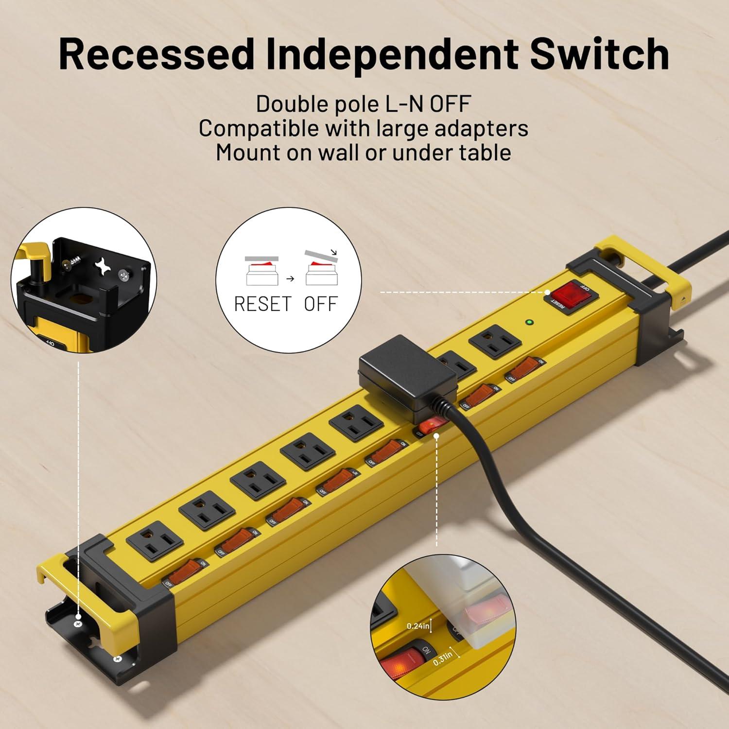 Regleta de 8 Salidas Plug'n con Protección 2700J y Cable 1.83m
