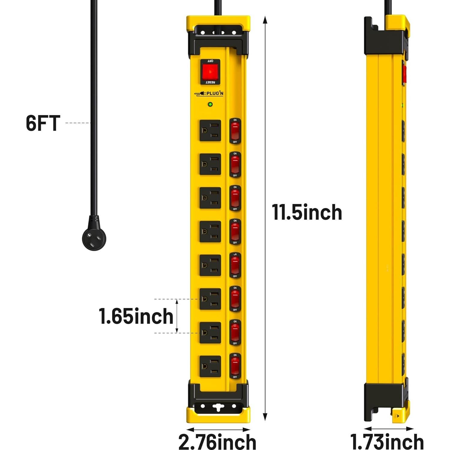 Regleta de 8 Salidas Plug'n con Protección 2700J y Cable 1.83m