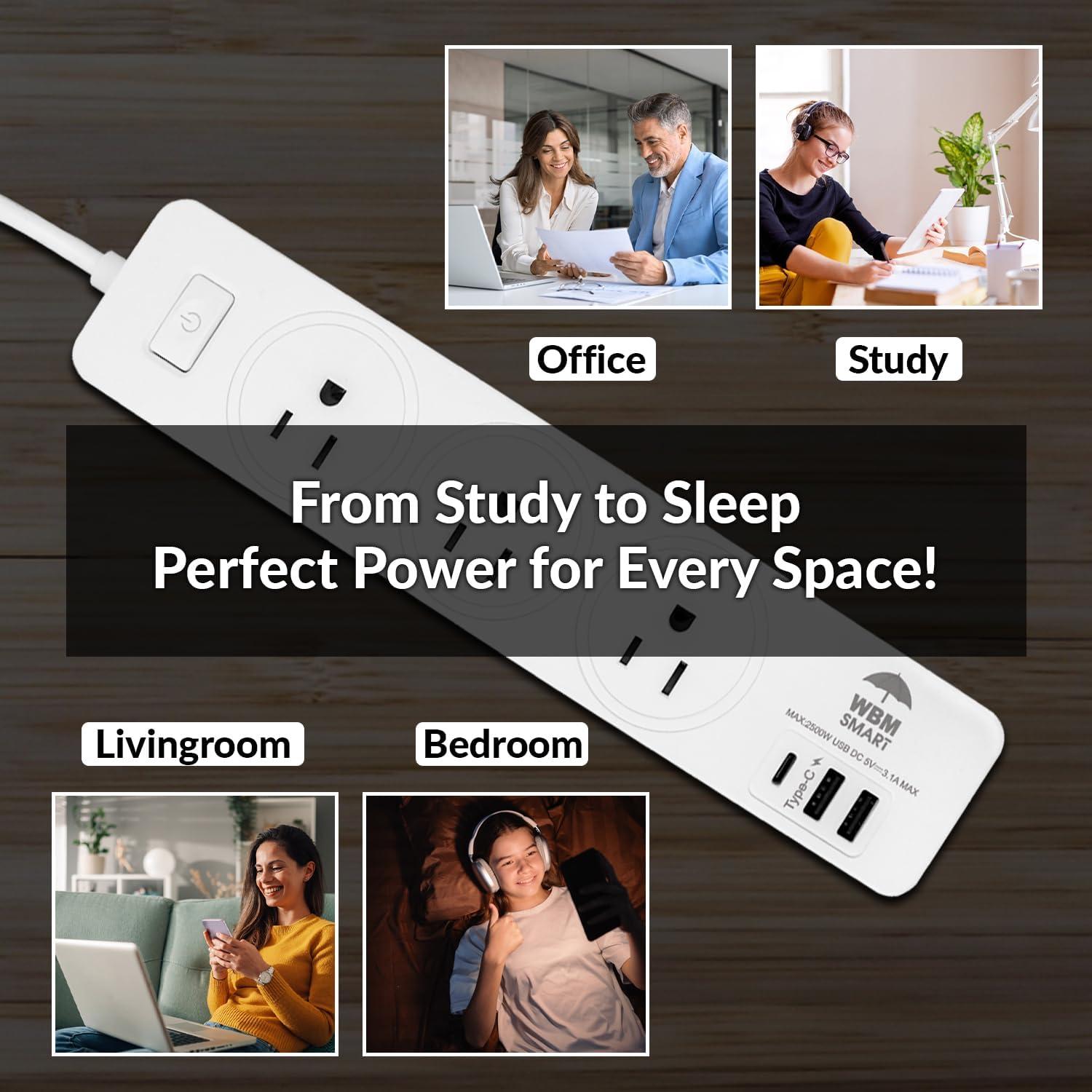 Regleta WBM SMART 1.8m 10A con 2 USB y 1 Tipo C