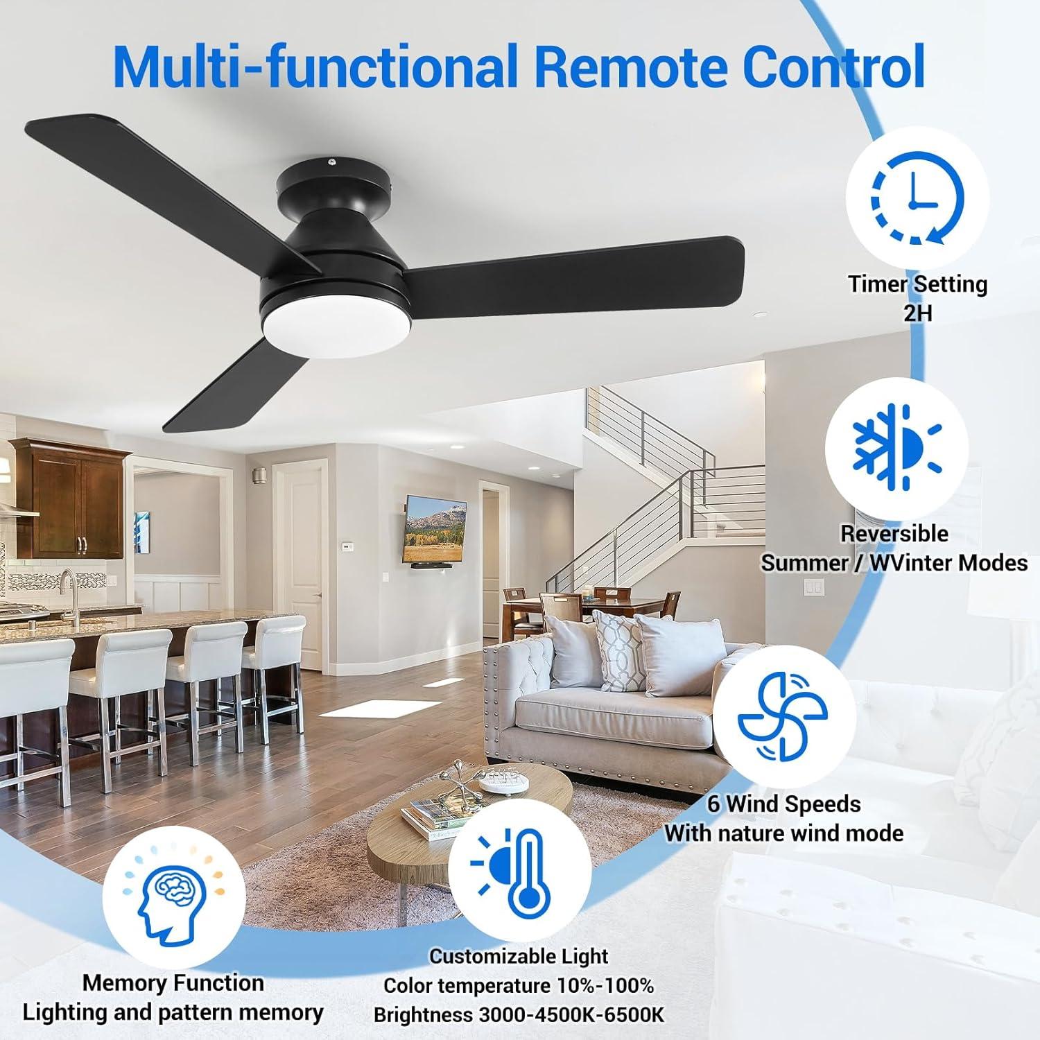 Ventilador de Techo Dgguo 42" con Luz LED y Control Remoto