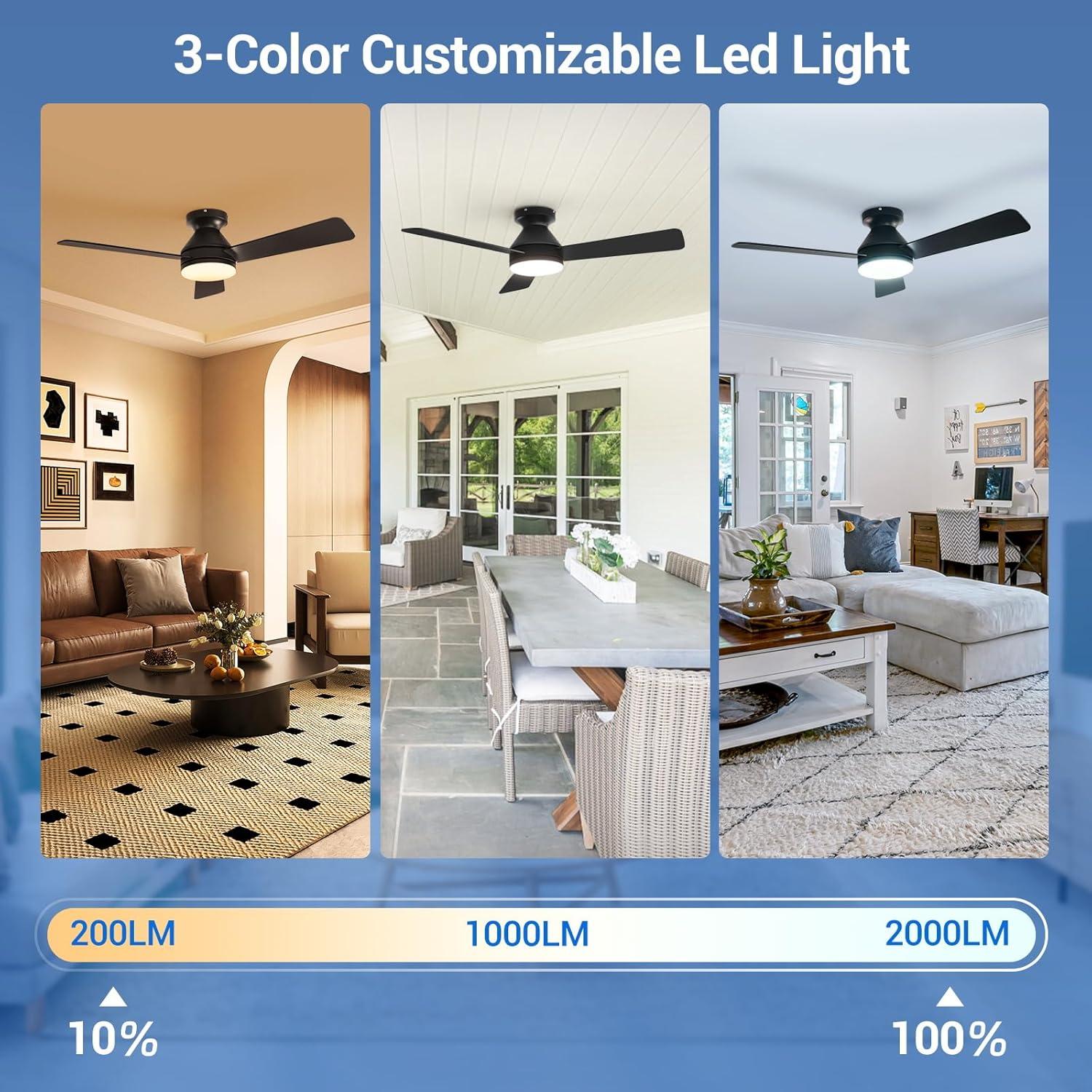 Ventilador de Techo Dgguo 42" con Luz LED y Control Remoto