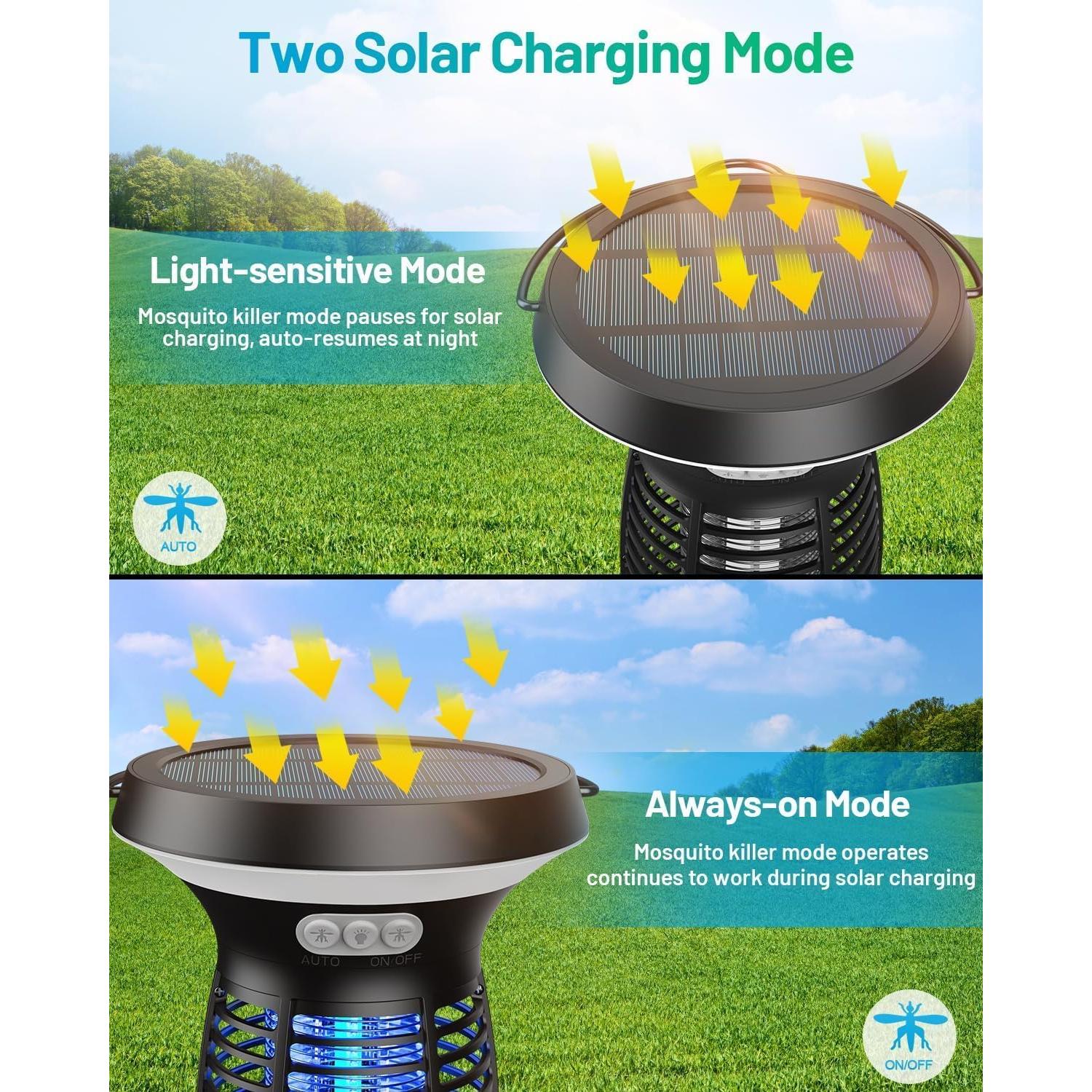 Zapper Solar para Insectos Zwiran 2.0, Impermeable y Recargable