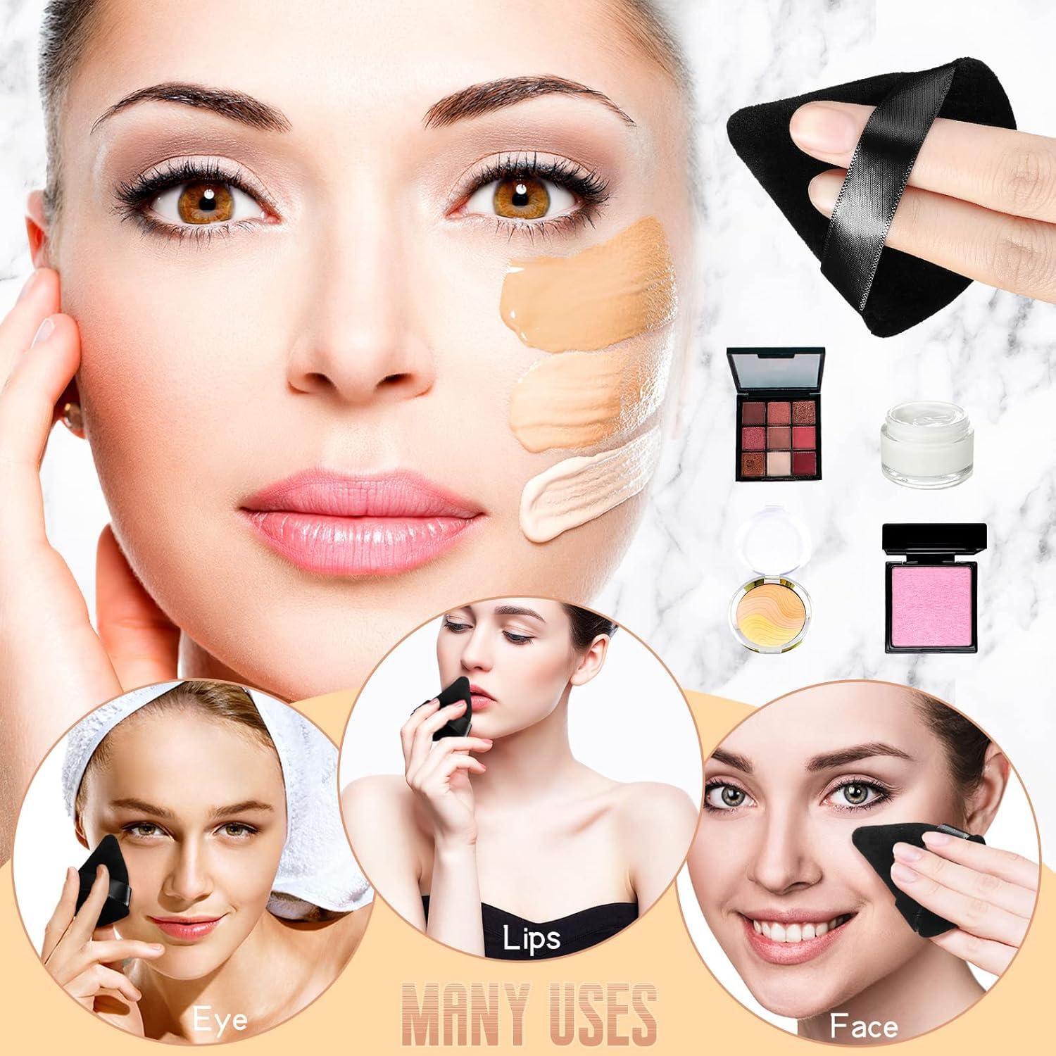 Esponjas de Maquillaje Triangulares Suclain 48 Pcs Velour Negro