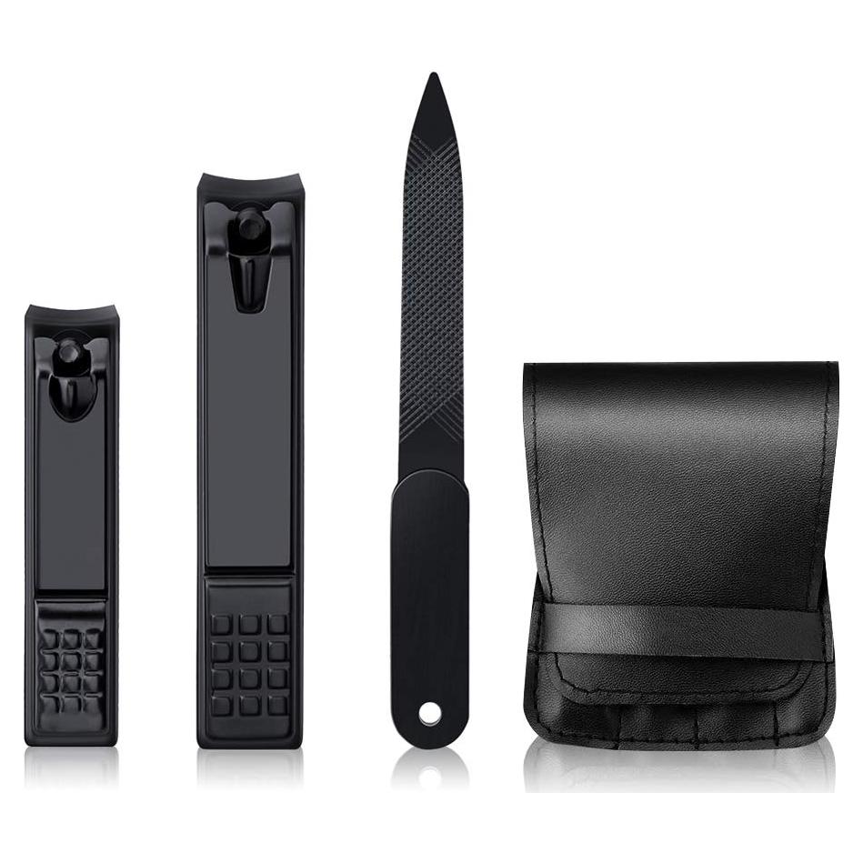 Juego de Cortauñas Inoxidable 3PCS con Lima y Estuche de Cuero