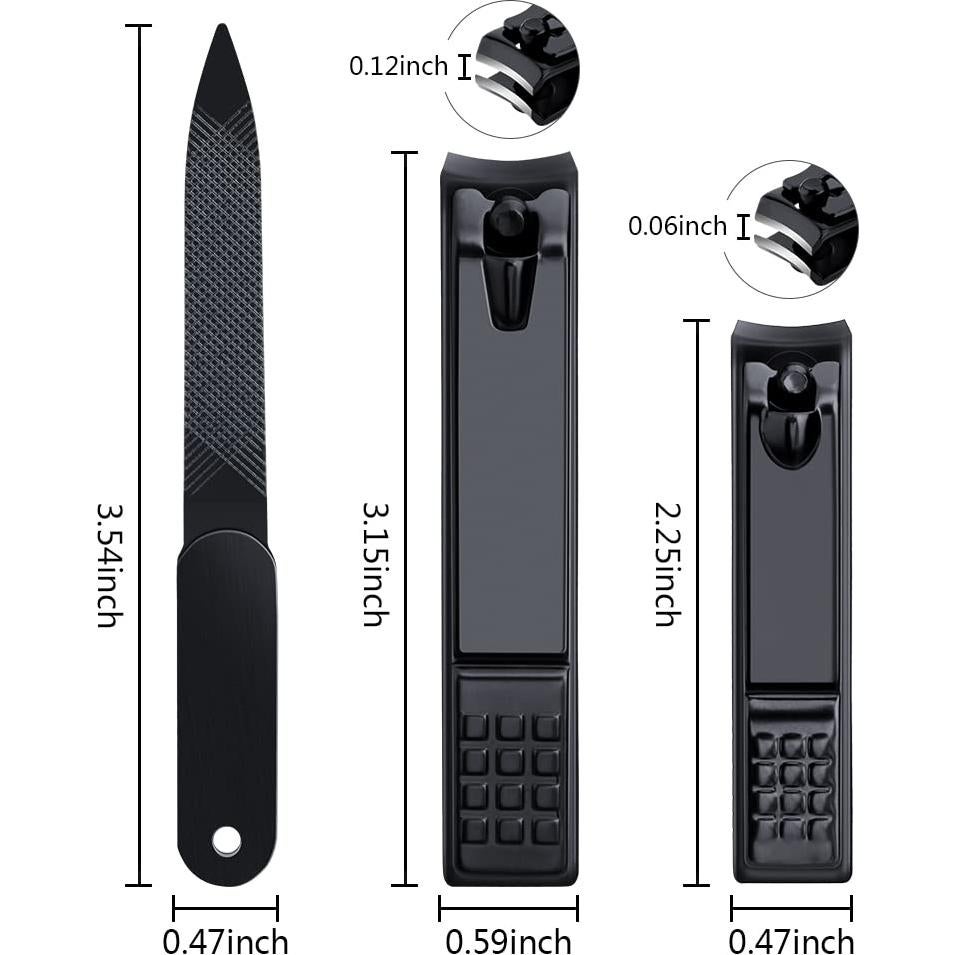 Juego de Cortauñas Inoxidable 3PCS con Lima y Estuche de Cuero