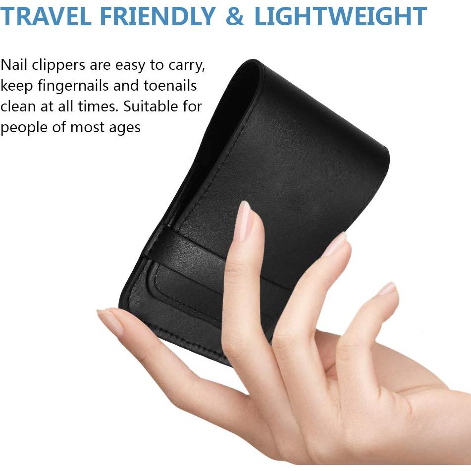 Juego de Cortauñas Inoxidable 3PCS con Lima y Estuche de Cuero