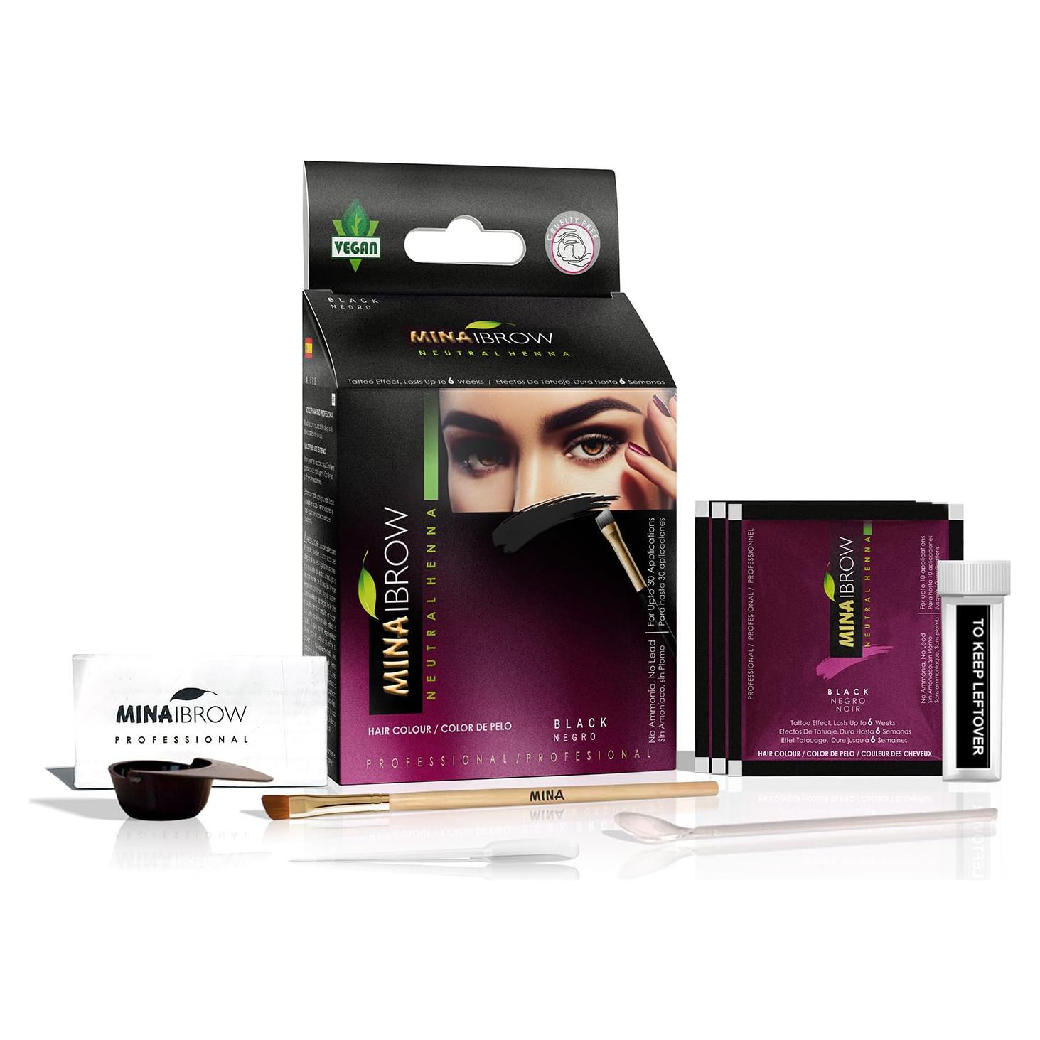 Tinte para Cejas Mina Ibrow Henna Negro - A Prueba de Agua
