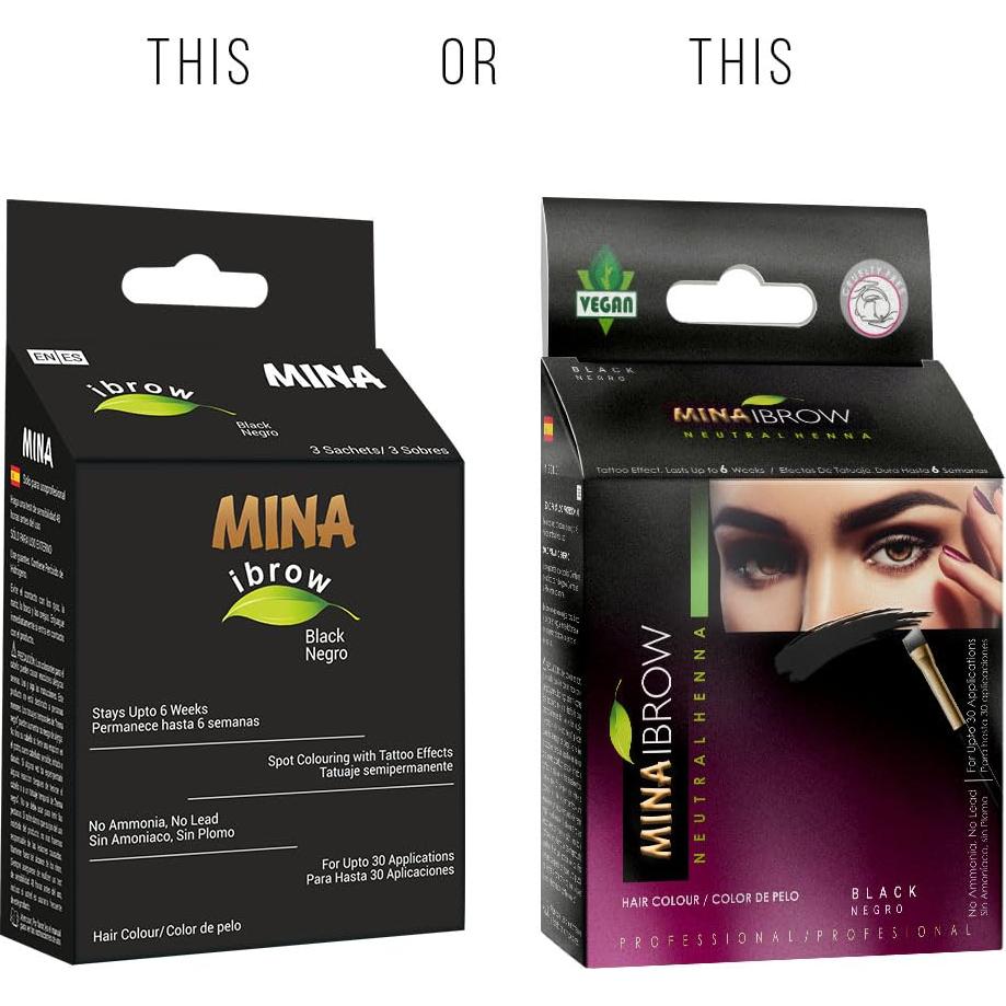 Tinte para Cejas Mina Ibrow Henna Negro - A Prueba de Agua