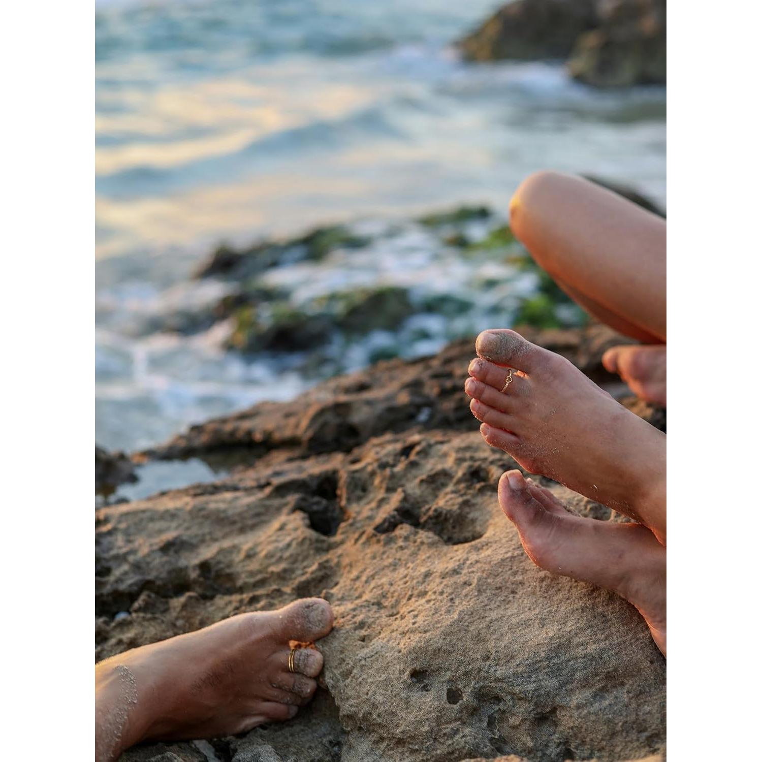 8 Anillos Ajustables para Dedos de los Pies Mujeres Oro 14K