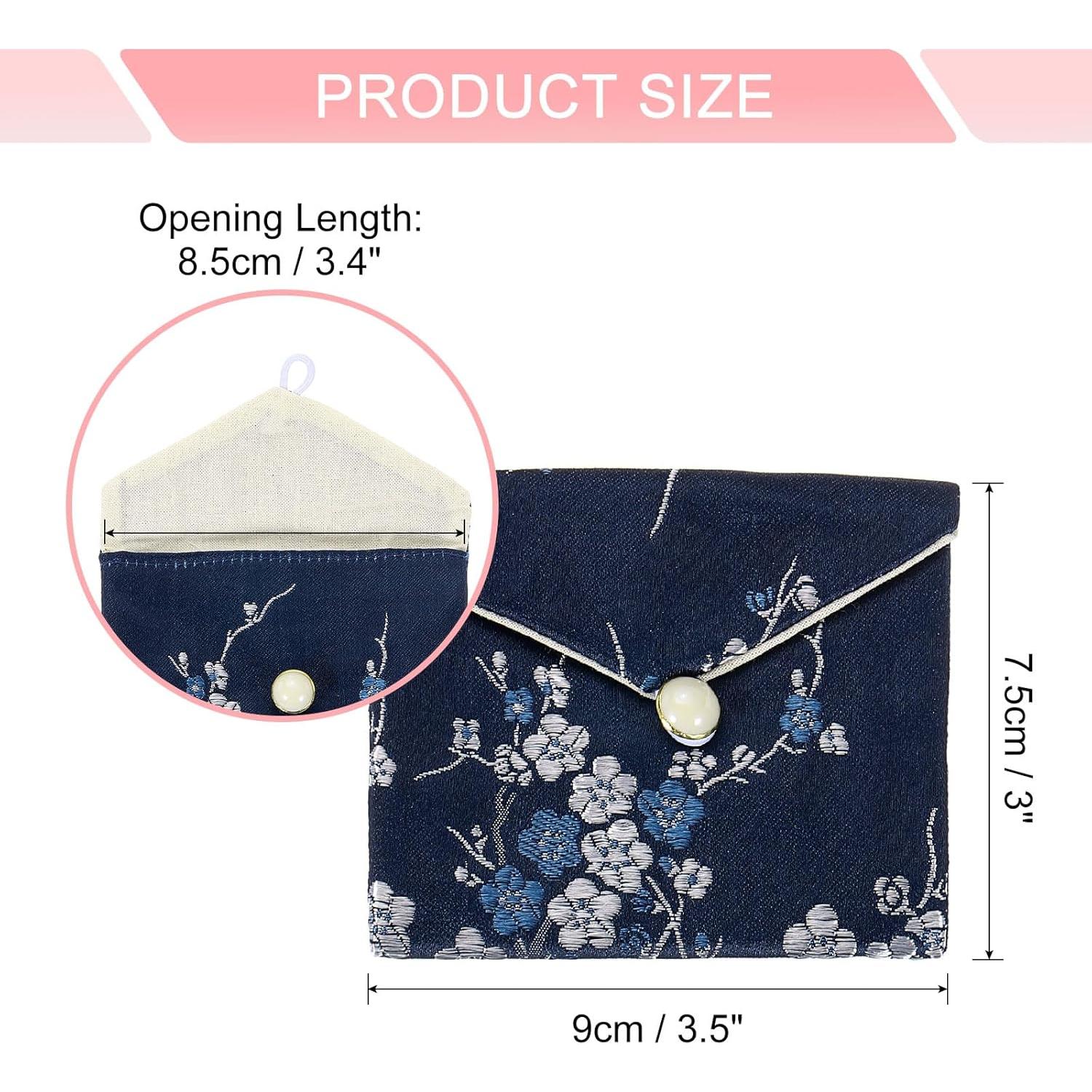 6 Bolsas de Joyería de Seda Estilo Chino uxcell - Azul Oscuro