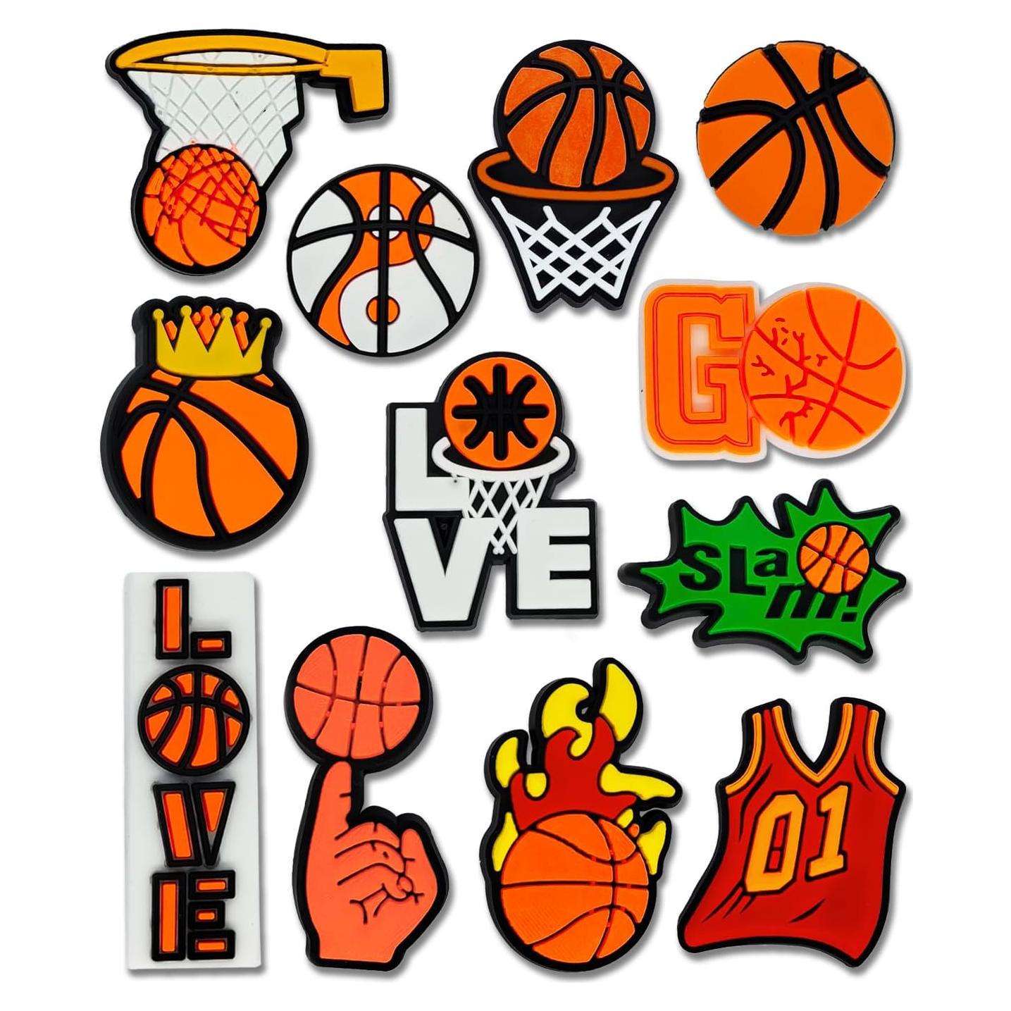 12 Charms Decorativos para Zapatos Croc - Baloncesto - Unisex