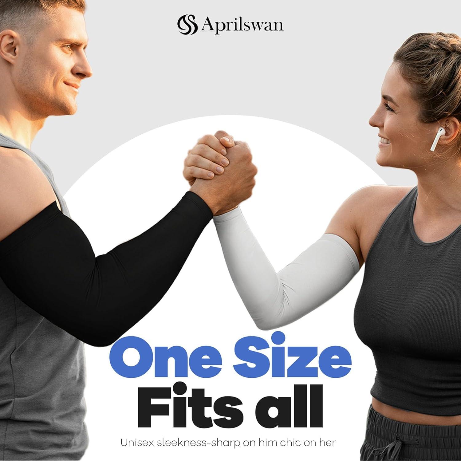 Manguitas de Compresión UV Aprilswan - Antideslizantes, 1 Par Negro