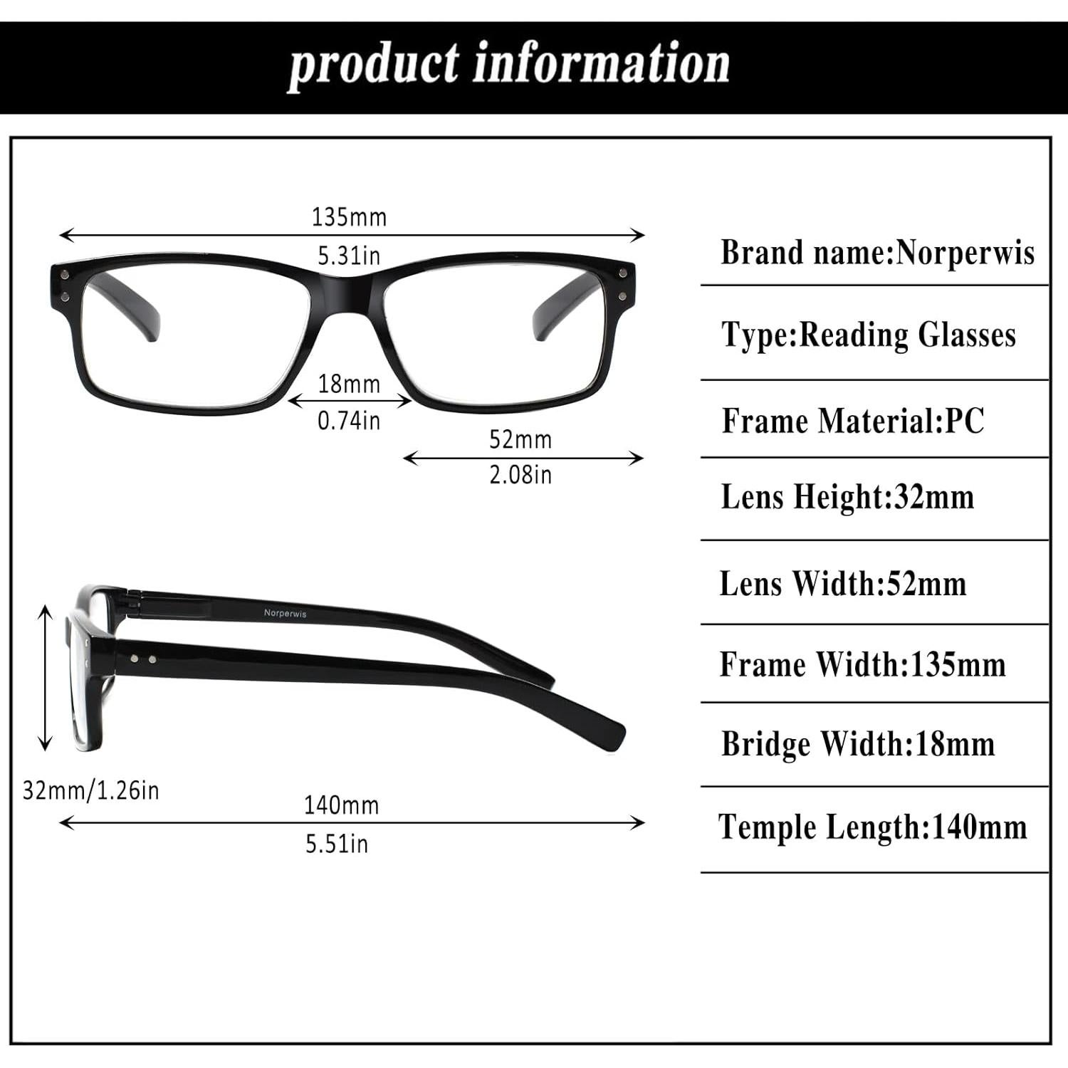 Gafas de lectura Norperwis 5 pares unisex 4.5x colores mixtos