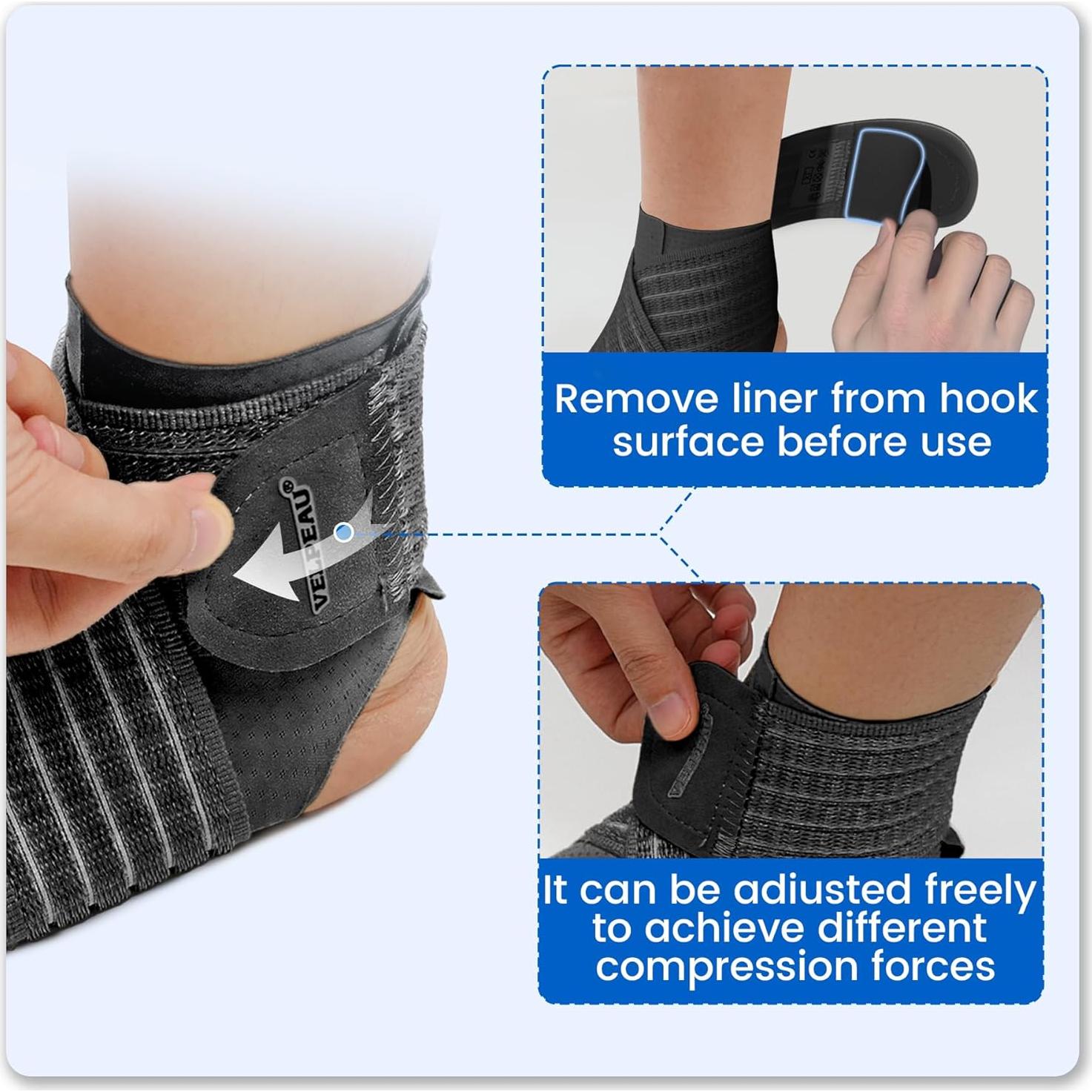 Faja de Compresión para Tobillo Velpeau Ajustable XL Negra