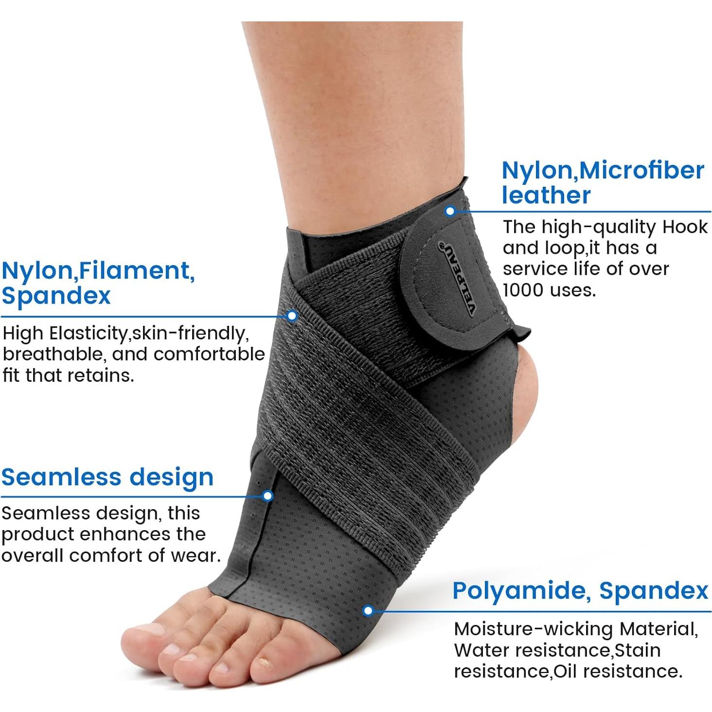 Faja de Compresión para Tobillo Velpeau Ajustable XL Negra