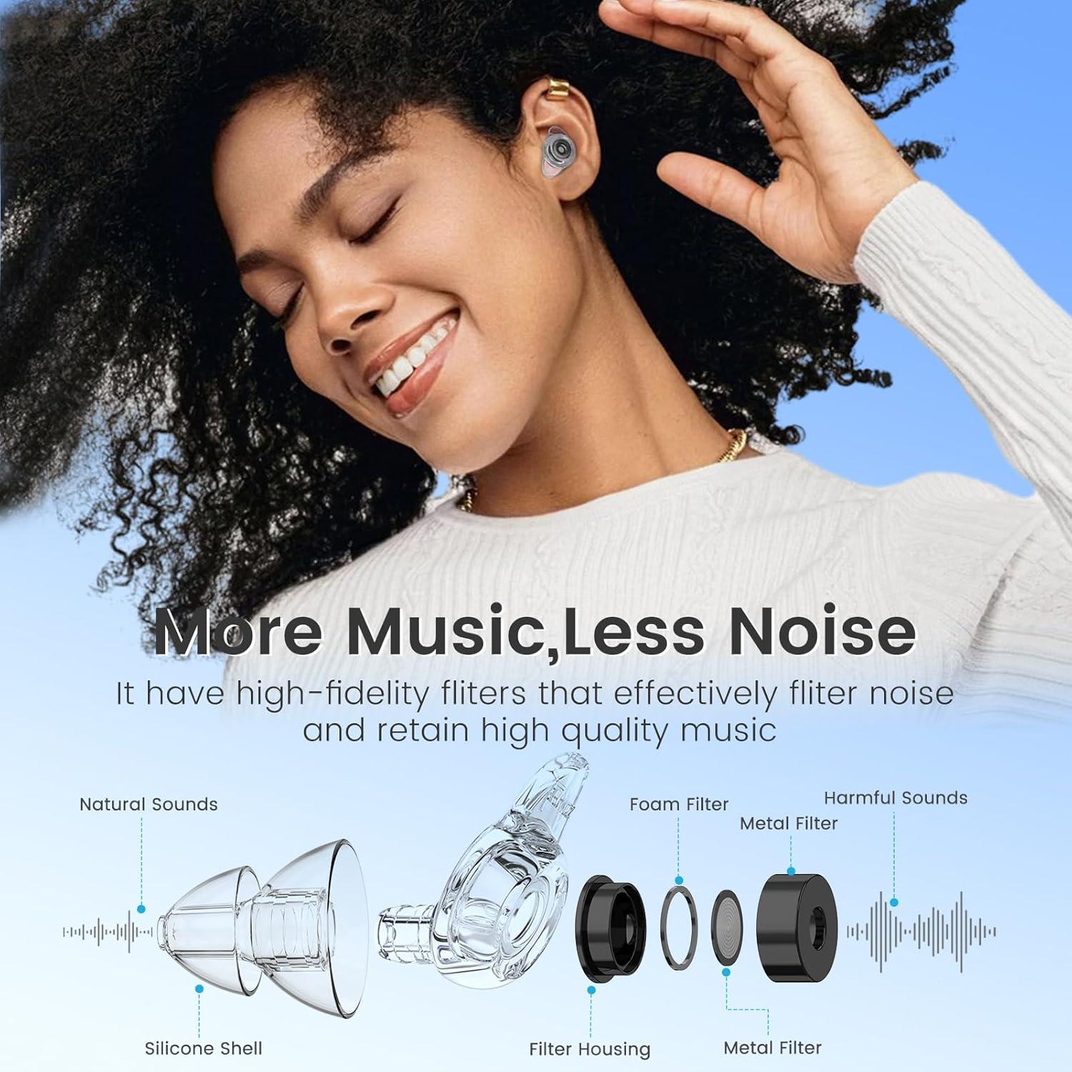 Tapones de Silicona Reutilizables ZDMATHE para Conciertos 23dB