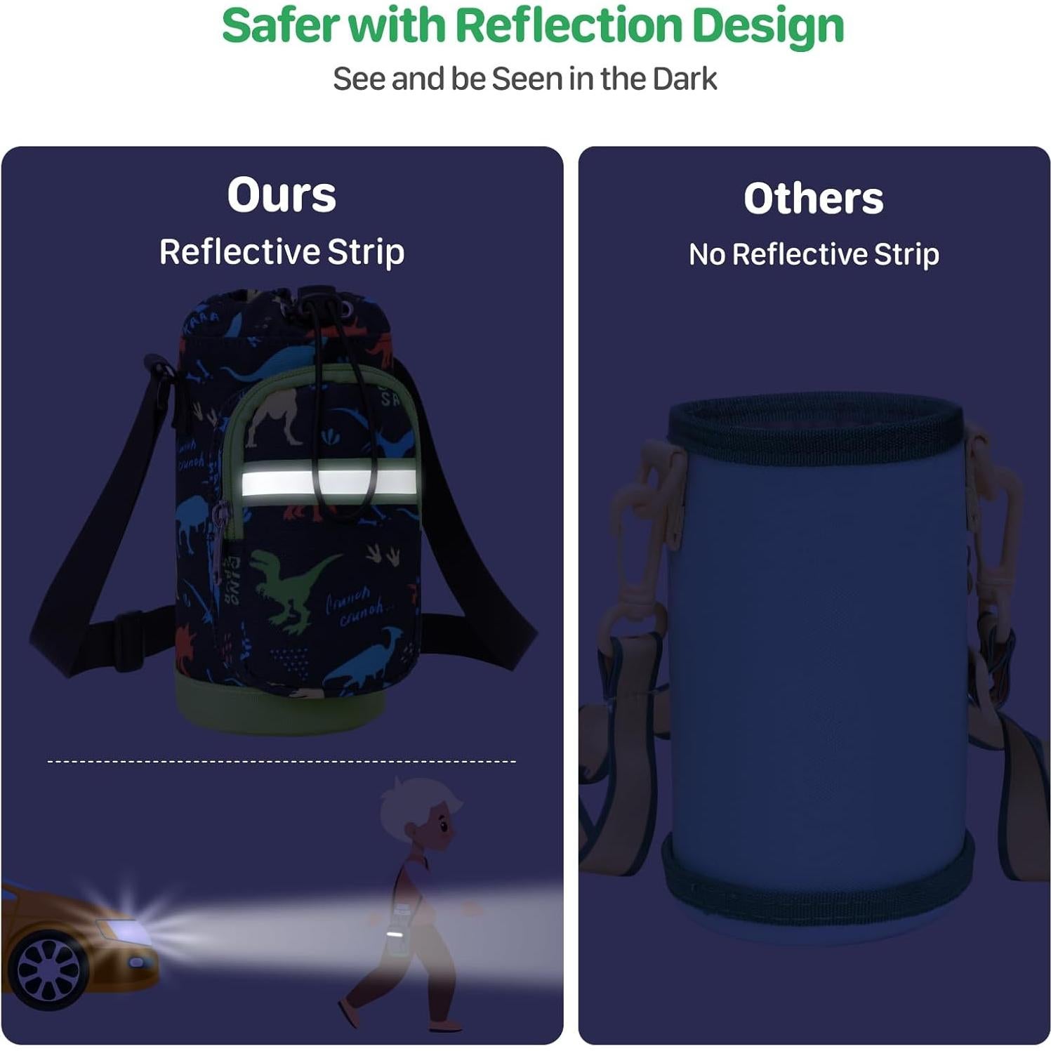 Portabebidas de Agua para Niños BrainyBees - Dinosaurio Negro