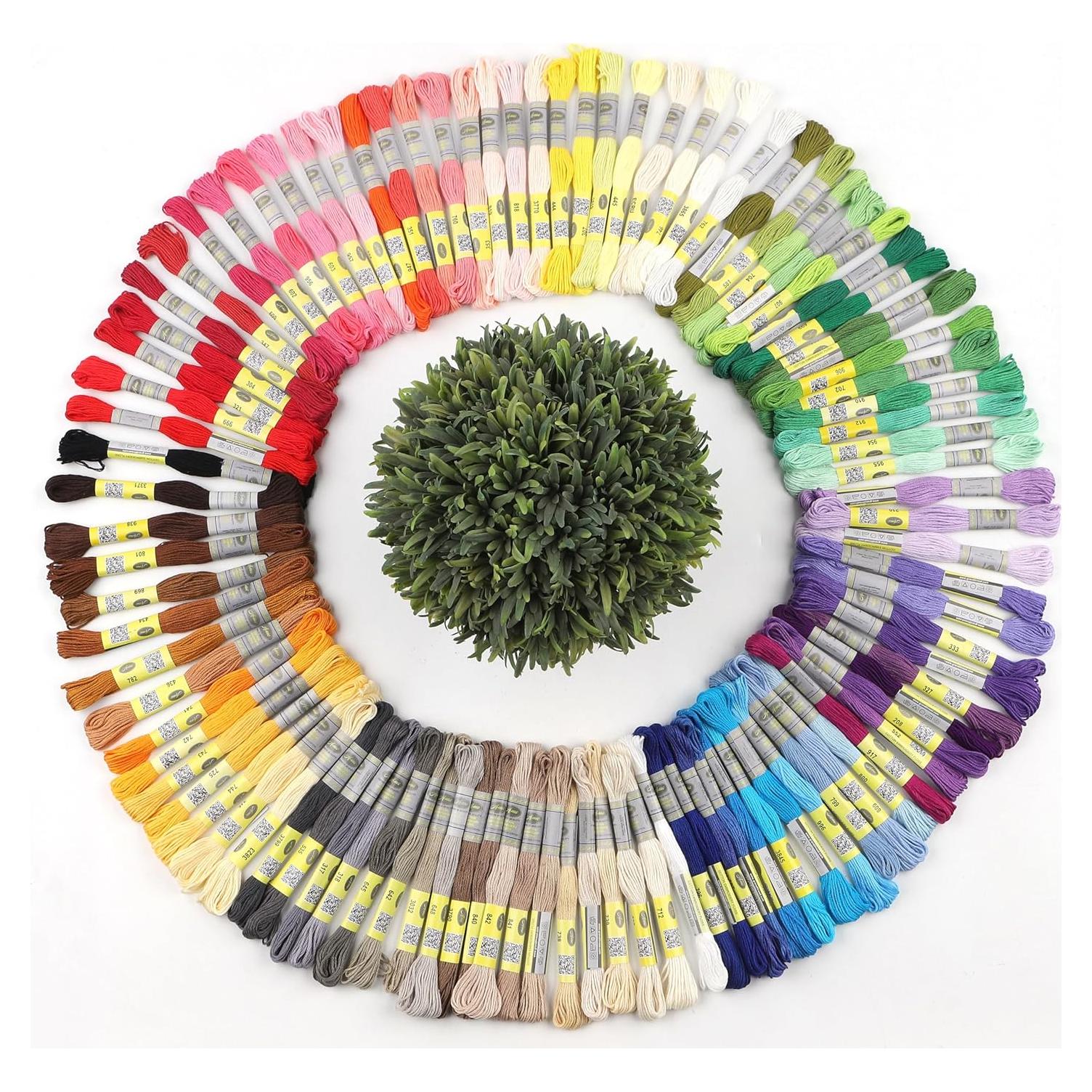 Set de 100 Madejas Hilo de Bordar Algodón Egipcio 8M AMOHilos
