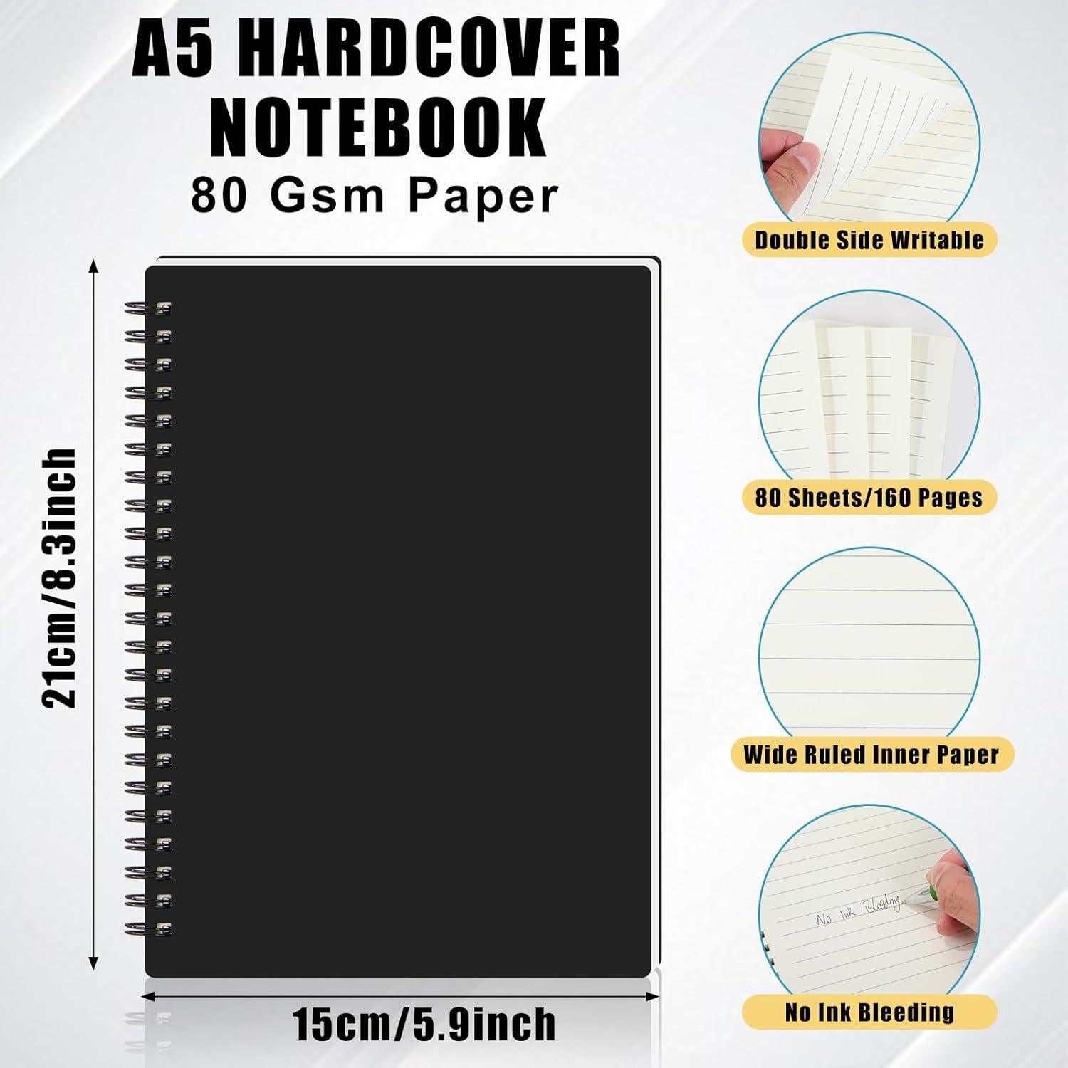 Paquete de 2 cuadernos A5 Dunzoom con espiral 160 páginas