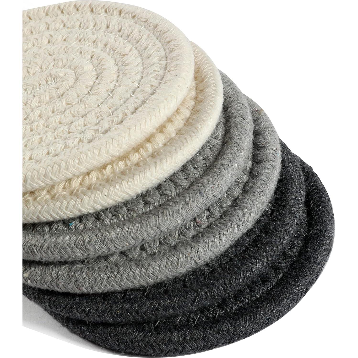 Set de 6 Posavasos Tejidos OrganiHaus Grises 10.9 cm Absorbentes