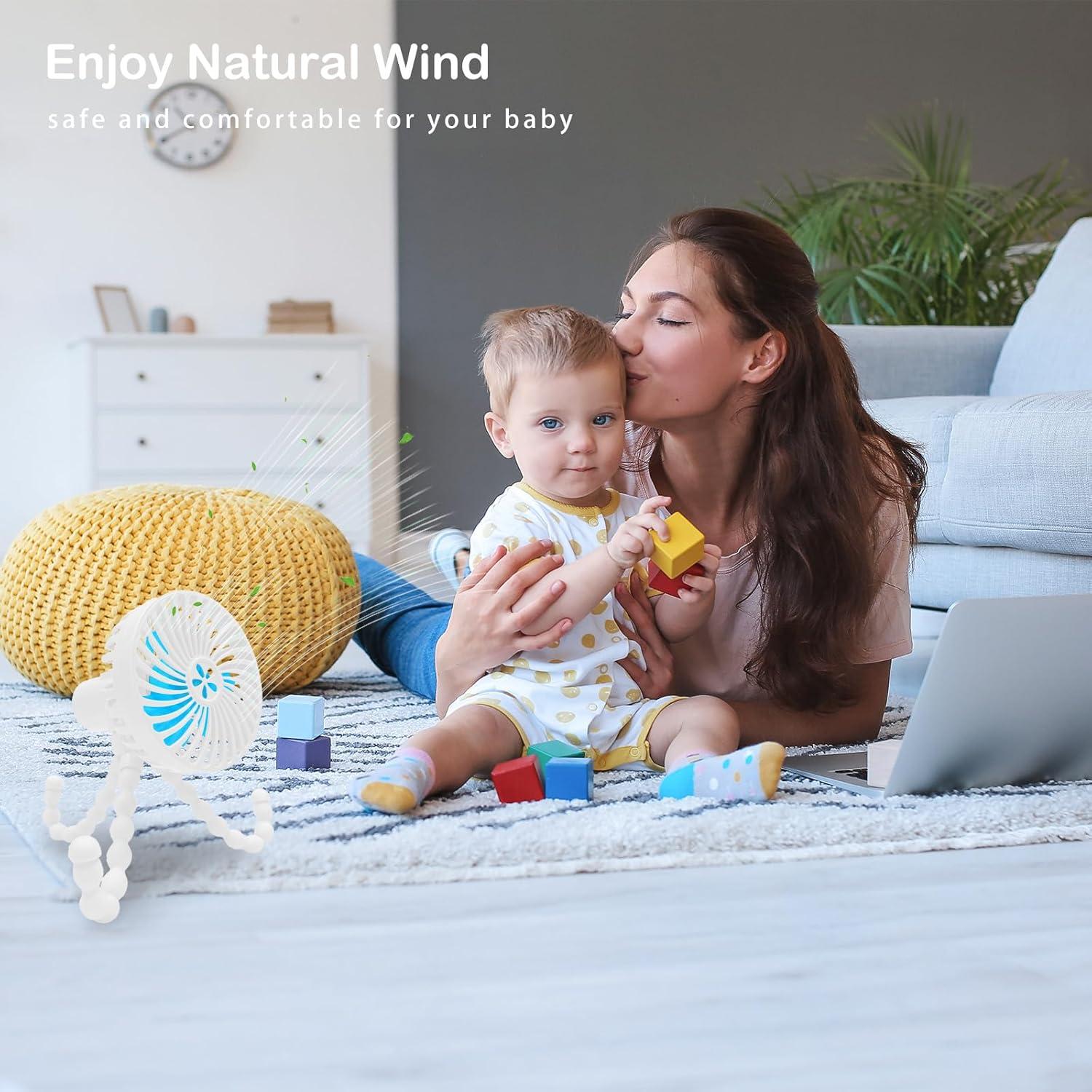 Ventilador Portátil DTXDTech para Cochecito Blanco 3000mAh