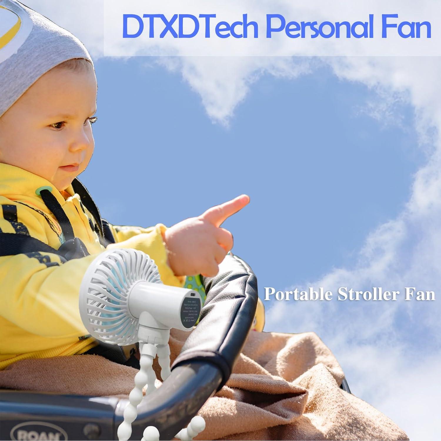 Ventilador Portátil DTXDTech para Cochecito Blanco 3000mAh
