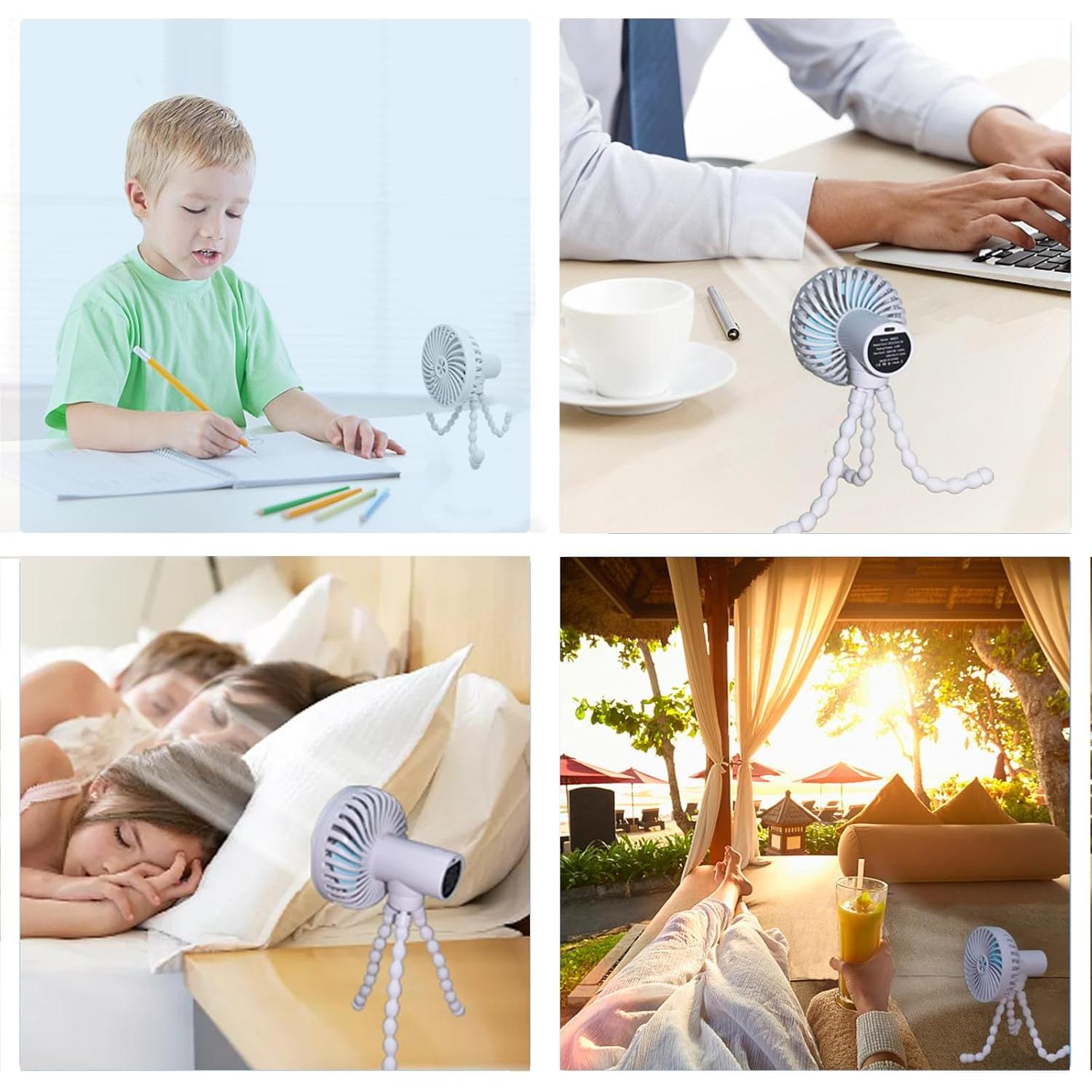 Ventilador Portátil DTXDTech para Cochecito Blanco 3000mAh