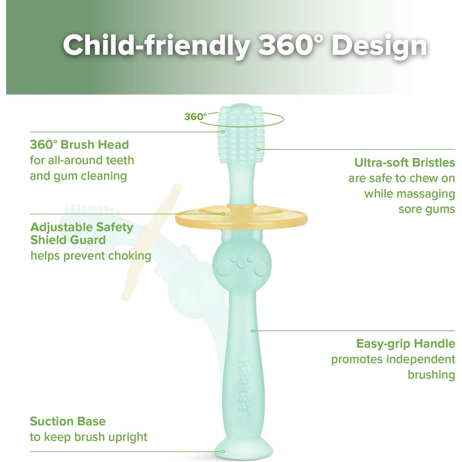 Cepillo de Dientes de Silicona Haakaa 360 para Bebés 6M+ Azul