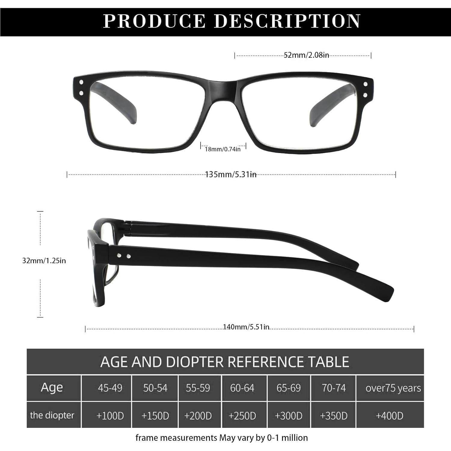 Gafas de lectura NORPERWIS 6 pares con bisagra 3.0x