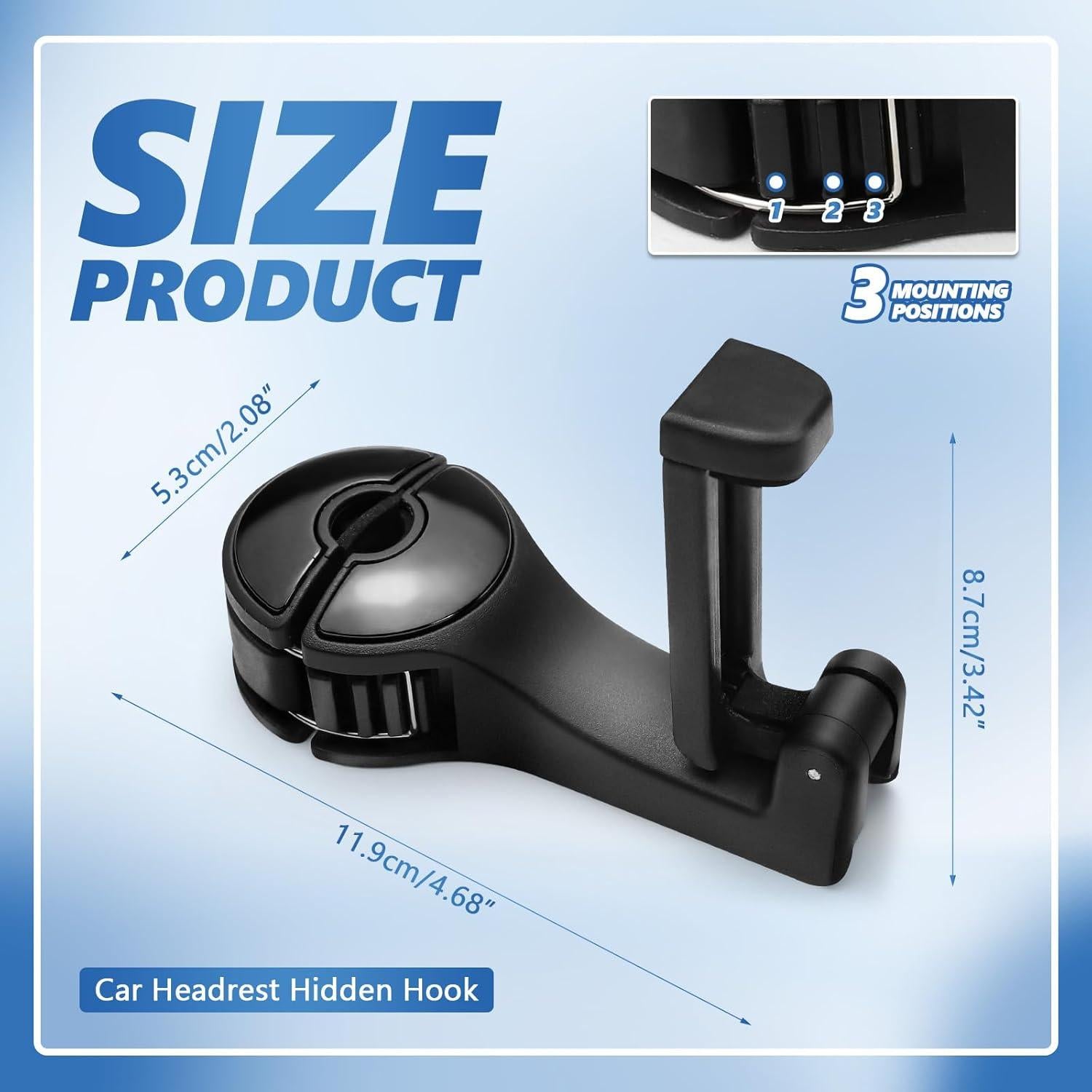 Gancho Oculto para Reposacabezas de Coche Ongfuwu 2PCS Negro