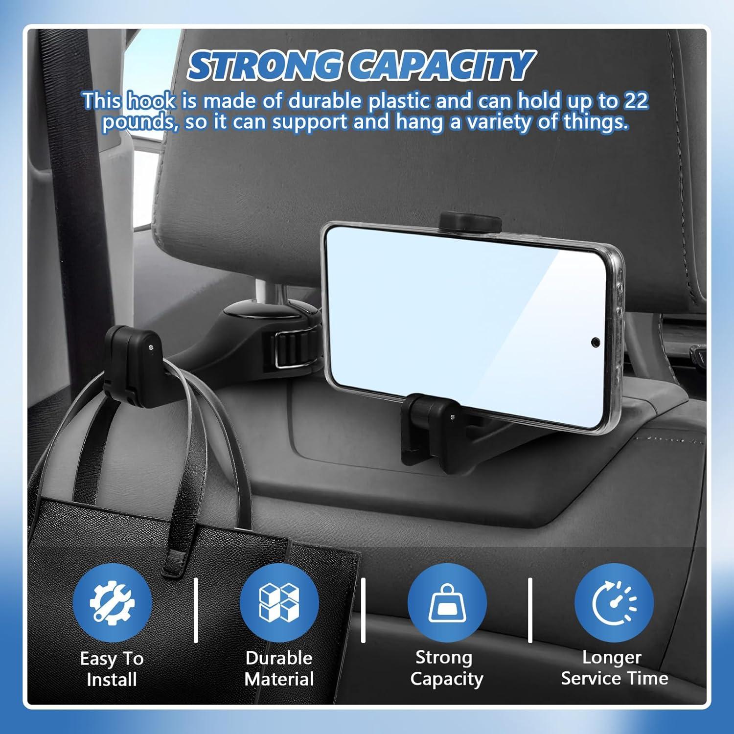 Gancho Oculto para Reposacabezas de Coche Ongfuwu 2PCS Negro